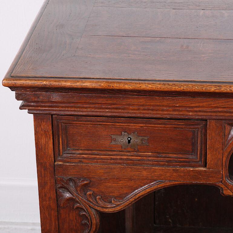 19th Century French Carved Oak Gothic Desk 5