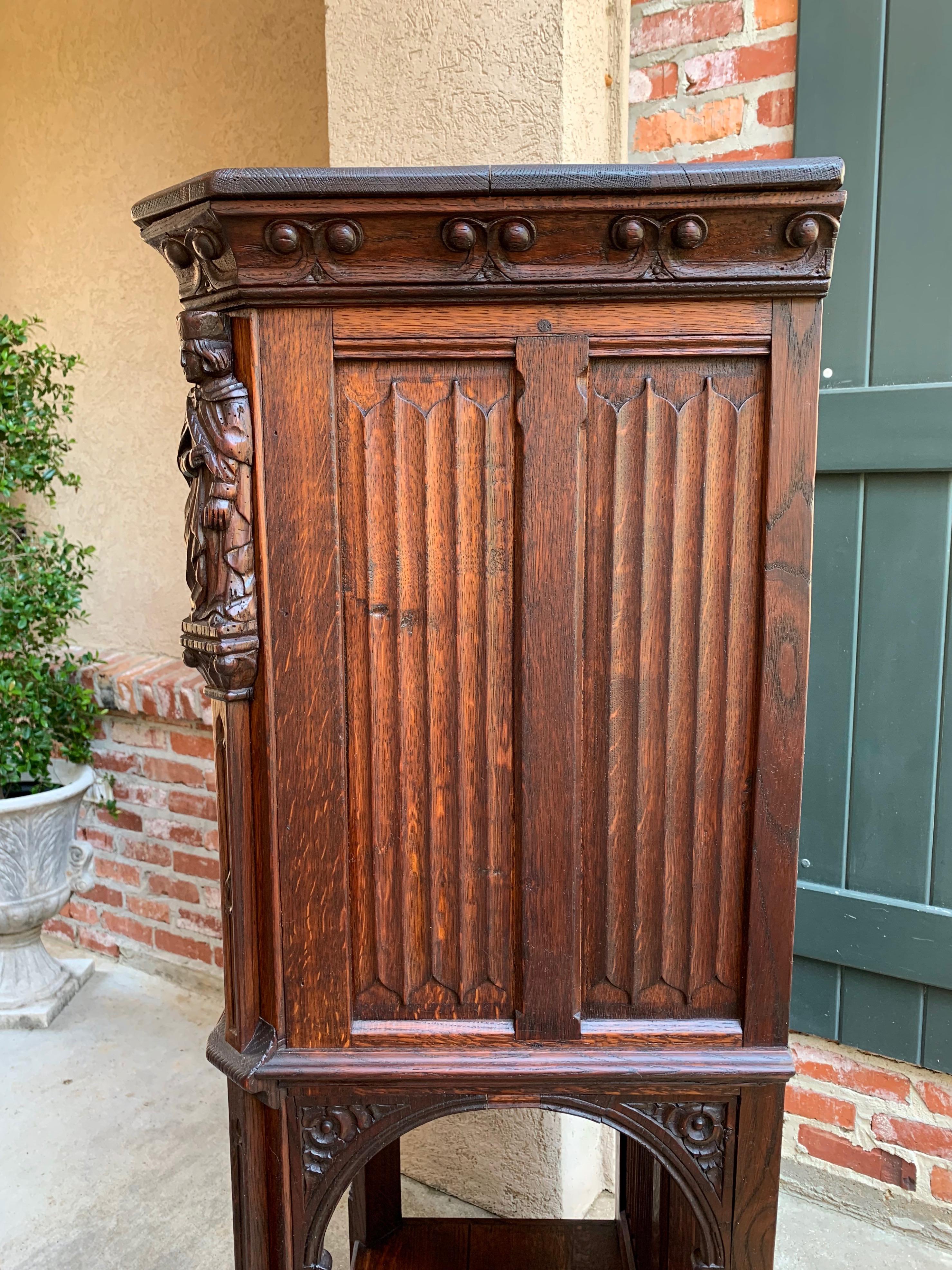 19th Century French Carved Oak Gothic Vestry Sacristy Altar Wine Cabinet Bar  2