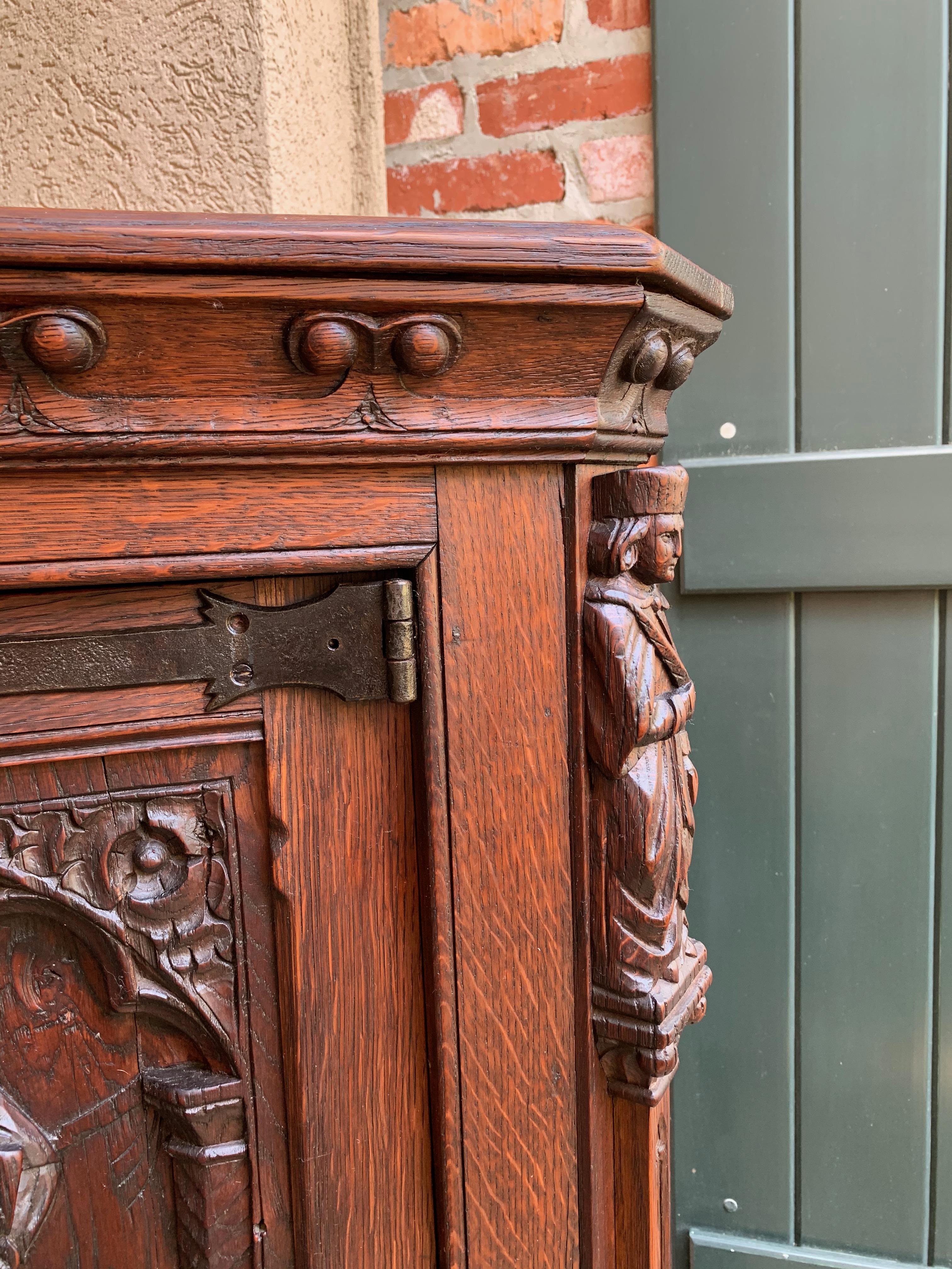 19th Century French Carved Oak Gothic Vestry Sacristy Altar Wine Cabinet Bar  6