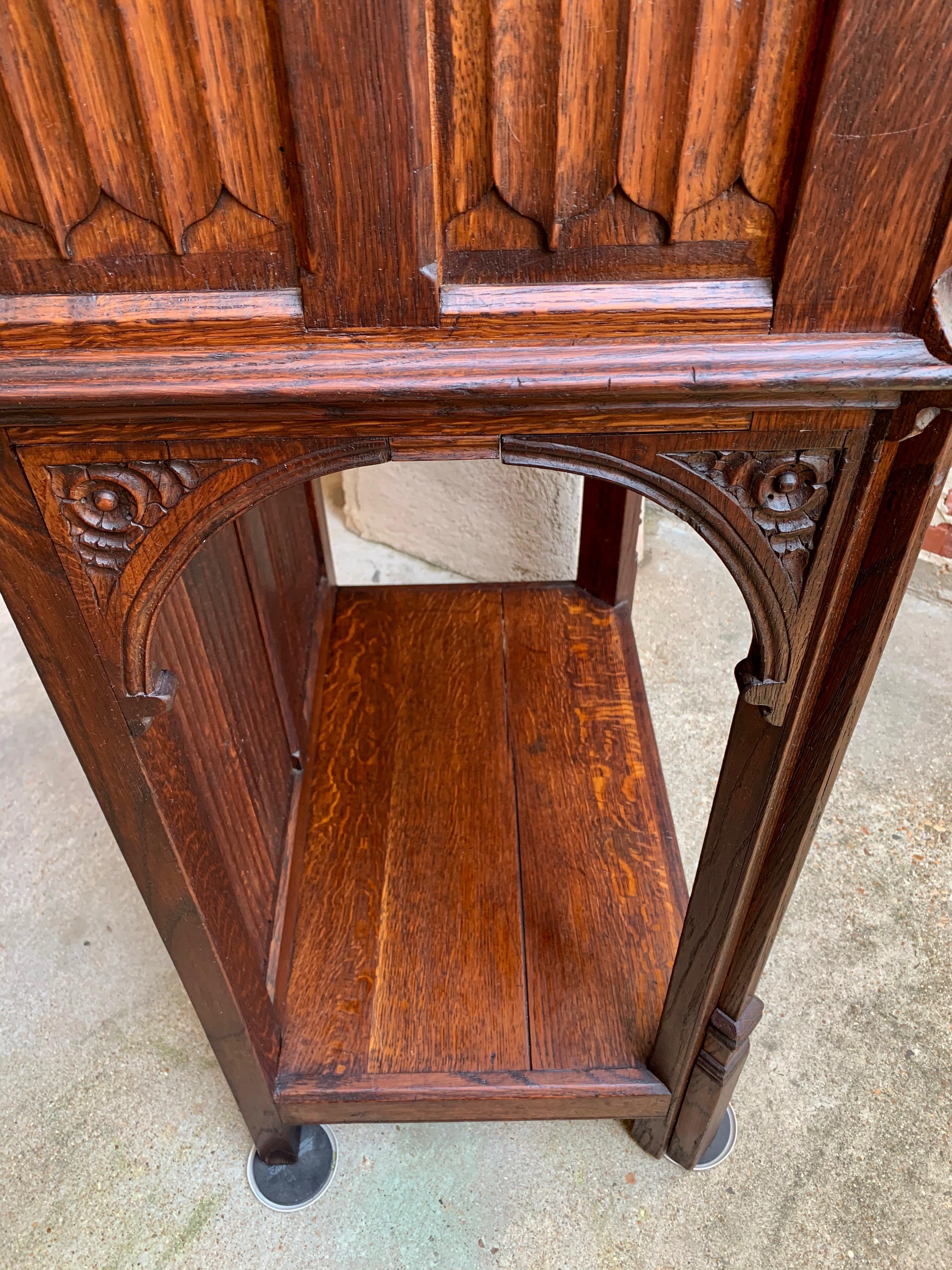 19th Century French Carved Oak Gothic Vestry Sacristy Altar Wine Cabinet Bar 7