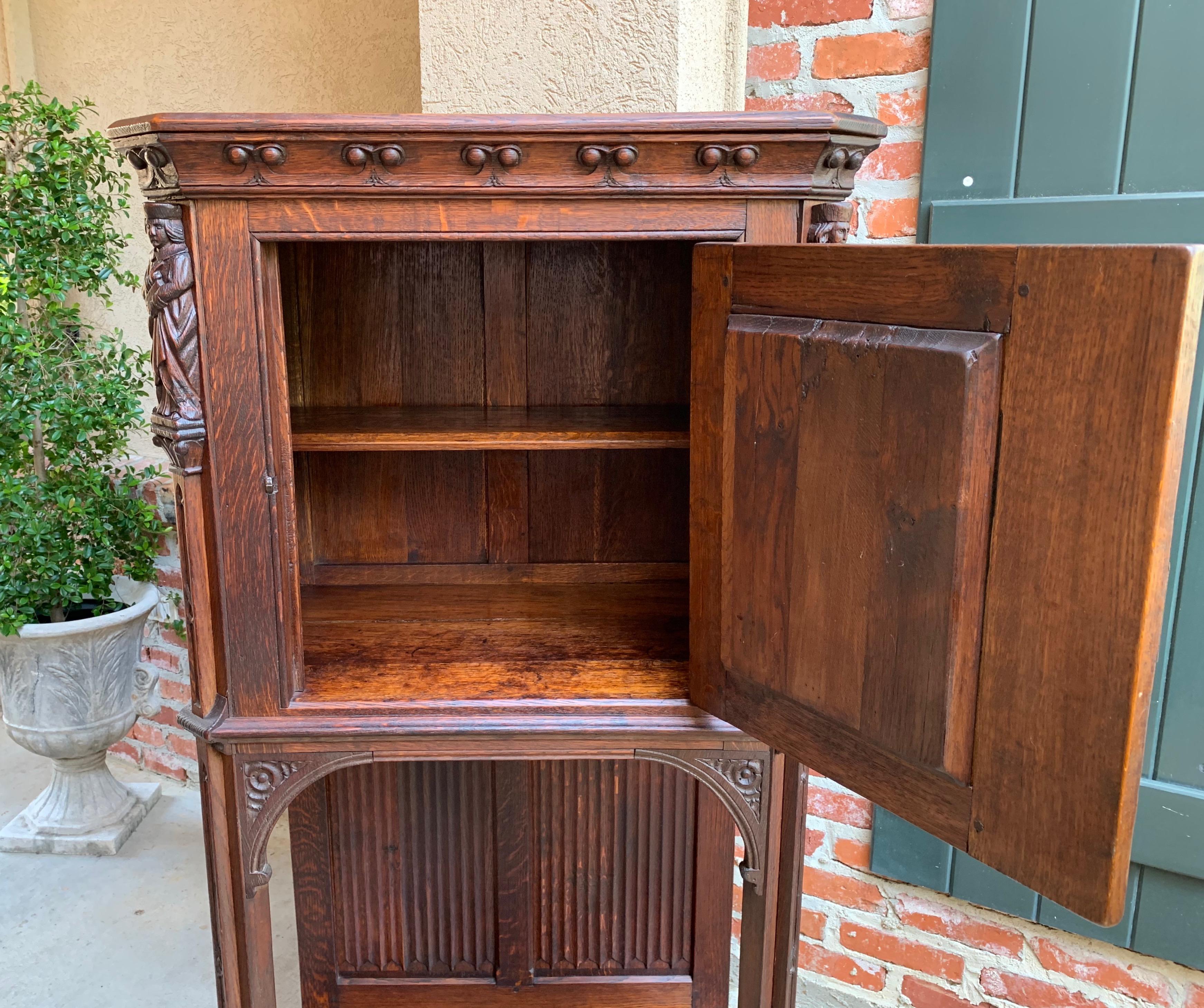 19th Century French Carved Oak Gothic Vestry Sacristy Altar Wine Cabinet Bar  9