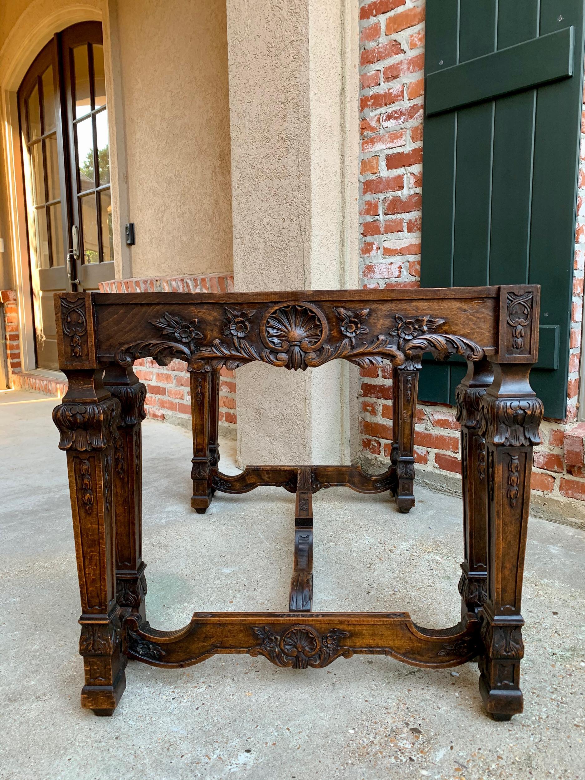 19th Century French Center Console Table Regence Marble Louis XIV Carved Oak For Sale 10