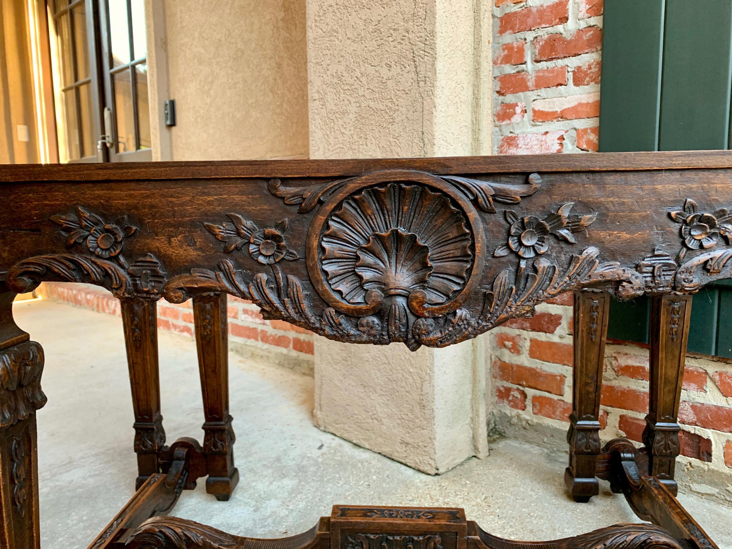 19th Century French Center Console Table Regence Marble Louis XIV Carved Oak For Sale 12