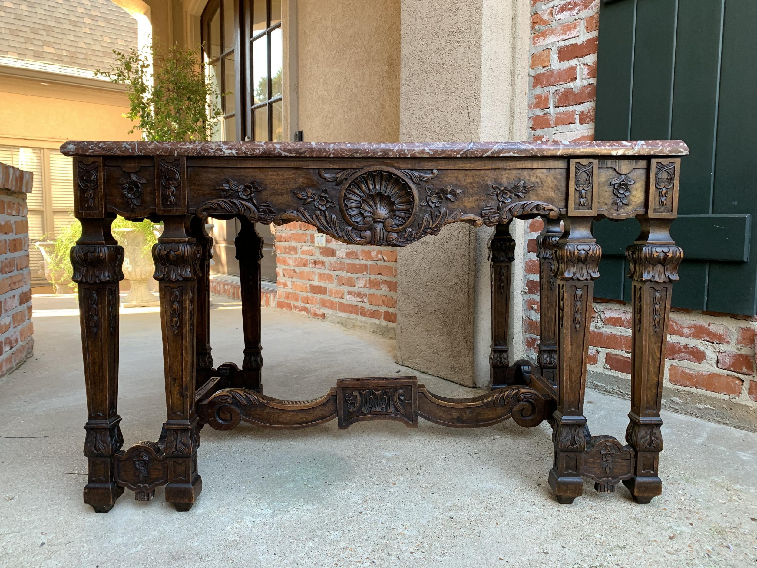 19th century French carved oak hall center table 