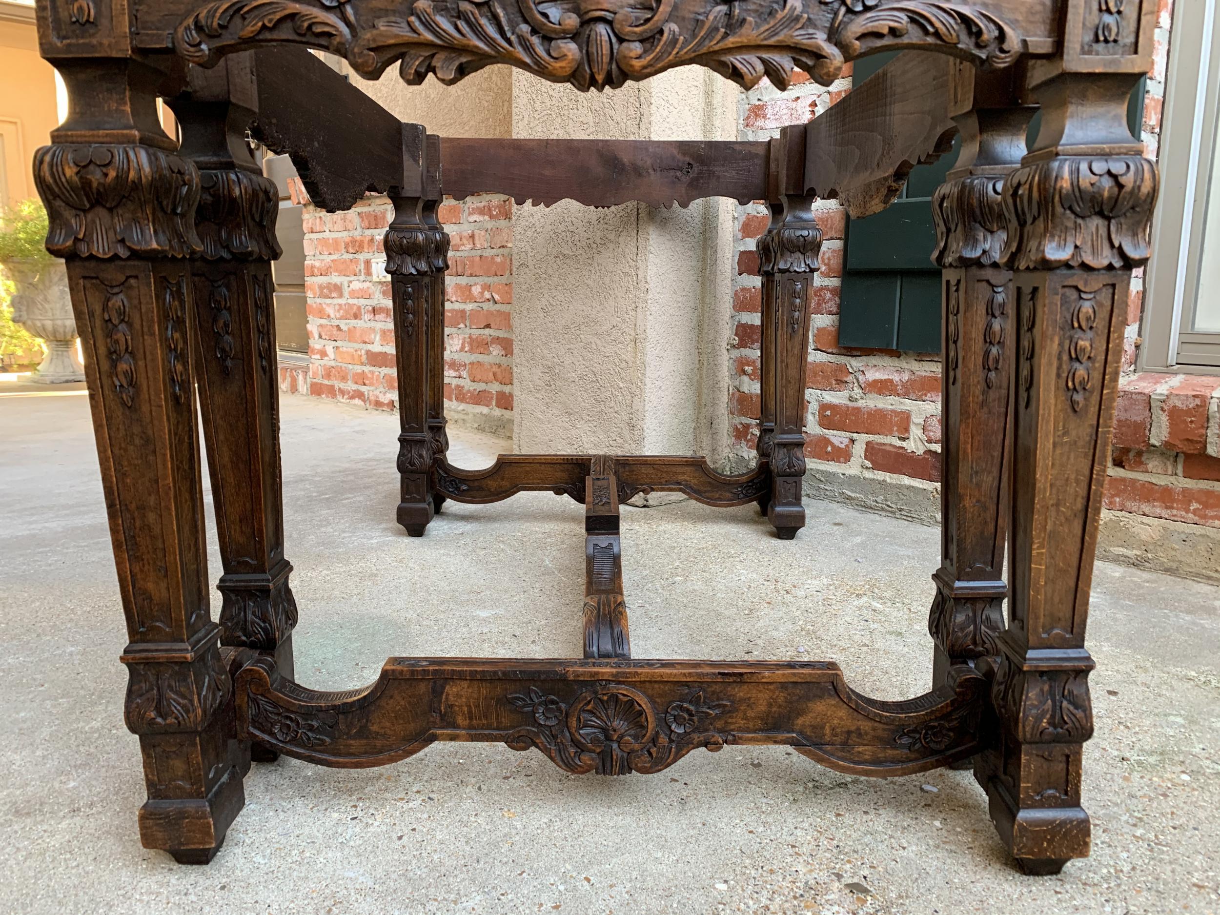 19th Century French Center Console Table Regence Marble Louis XIV Carved Oak For Sale 2