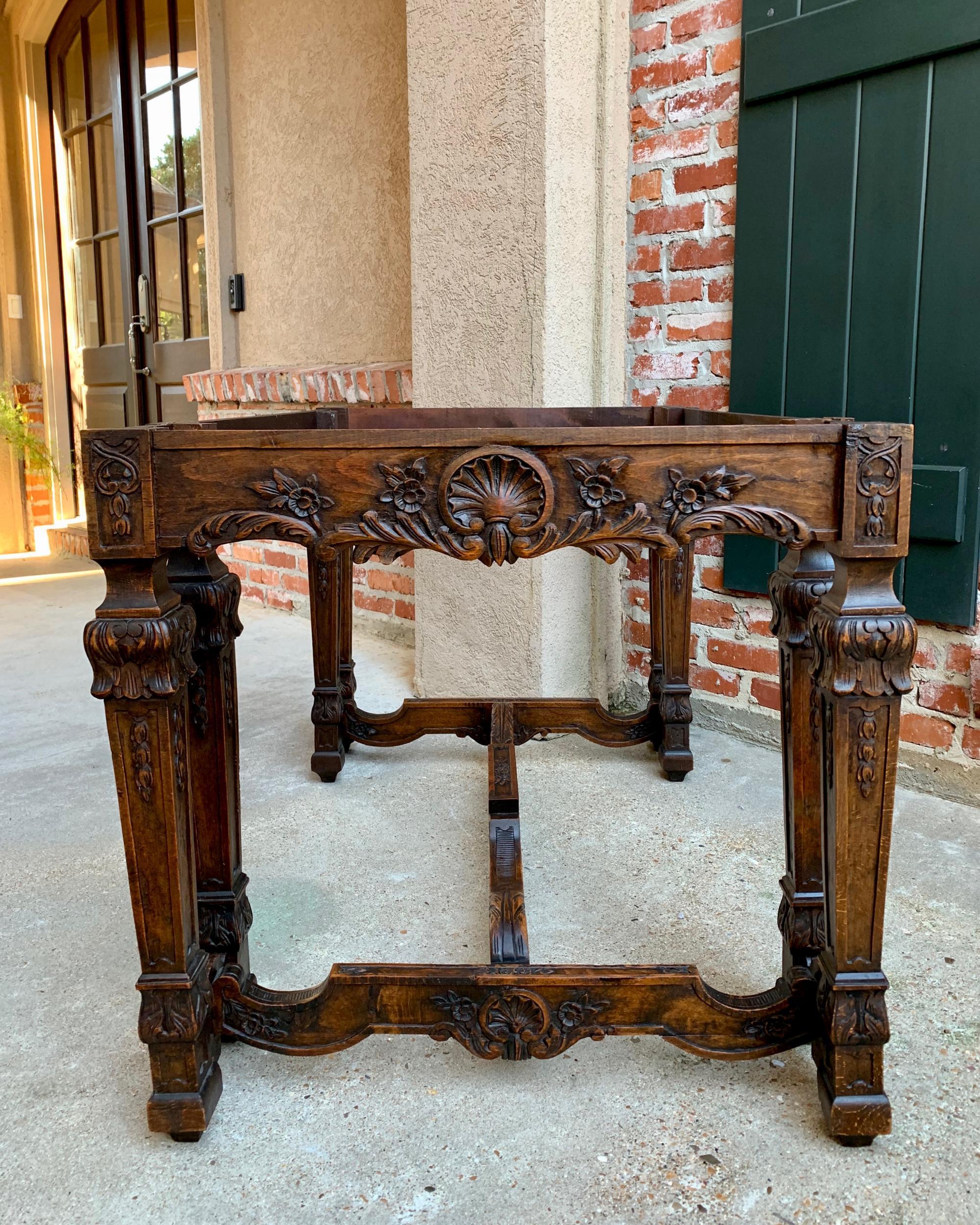 19th Century French Center Console Table Regence Marble Louis XIV Carved Oak For Sale 3