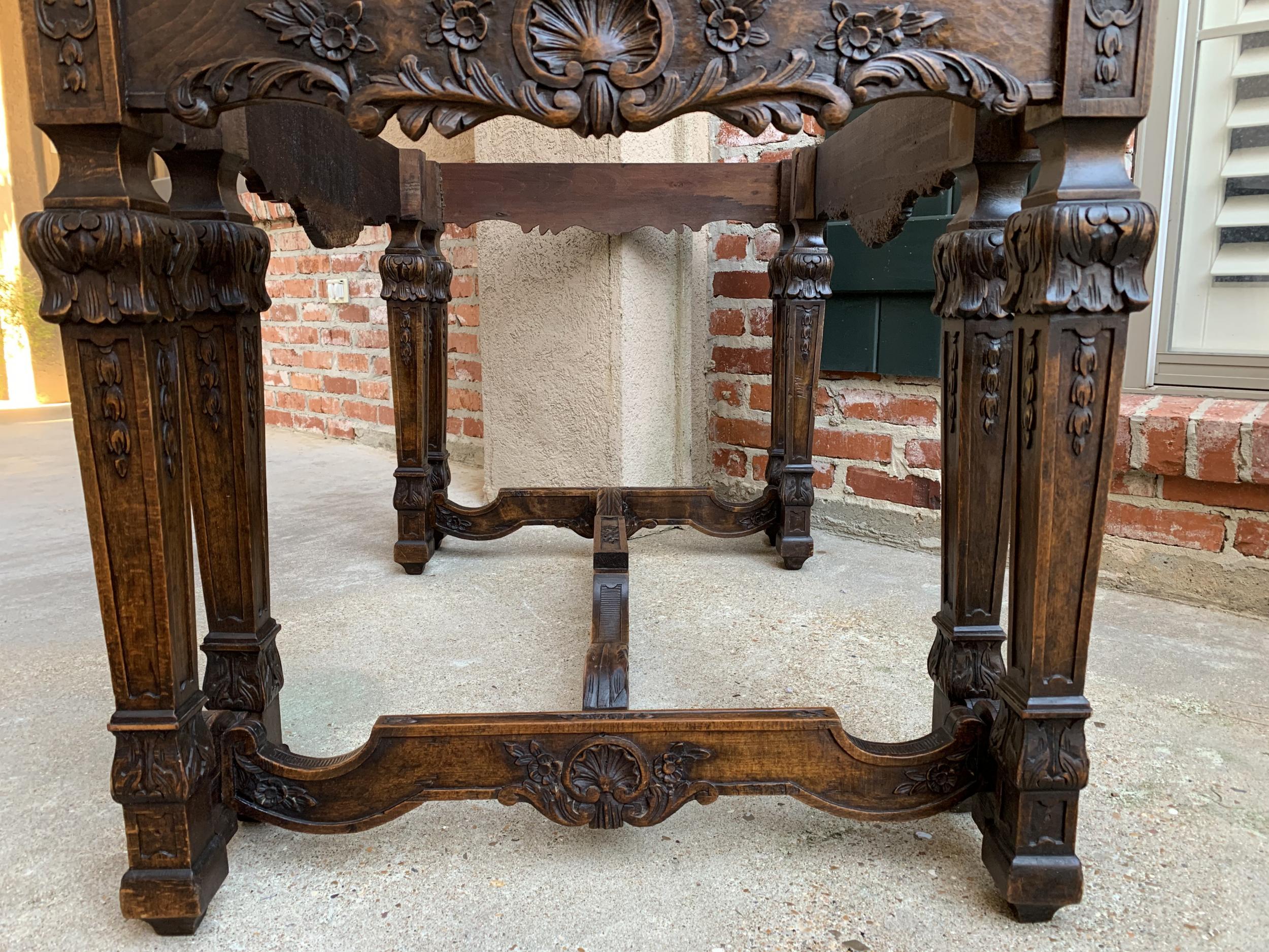 19th Century French Center Console Table Regence Marble Louis XIV Carved Oak For Sale 4