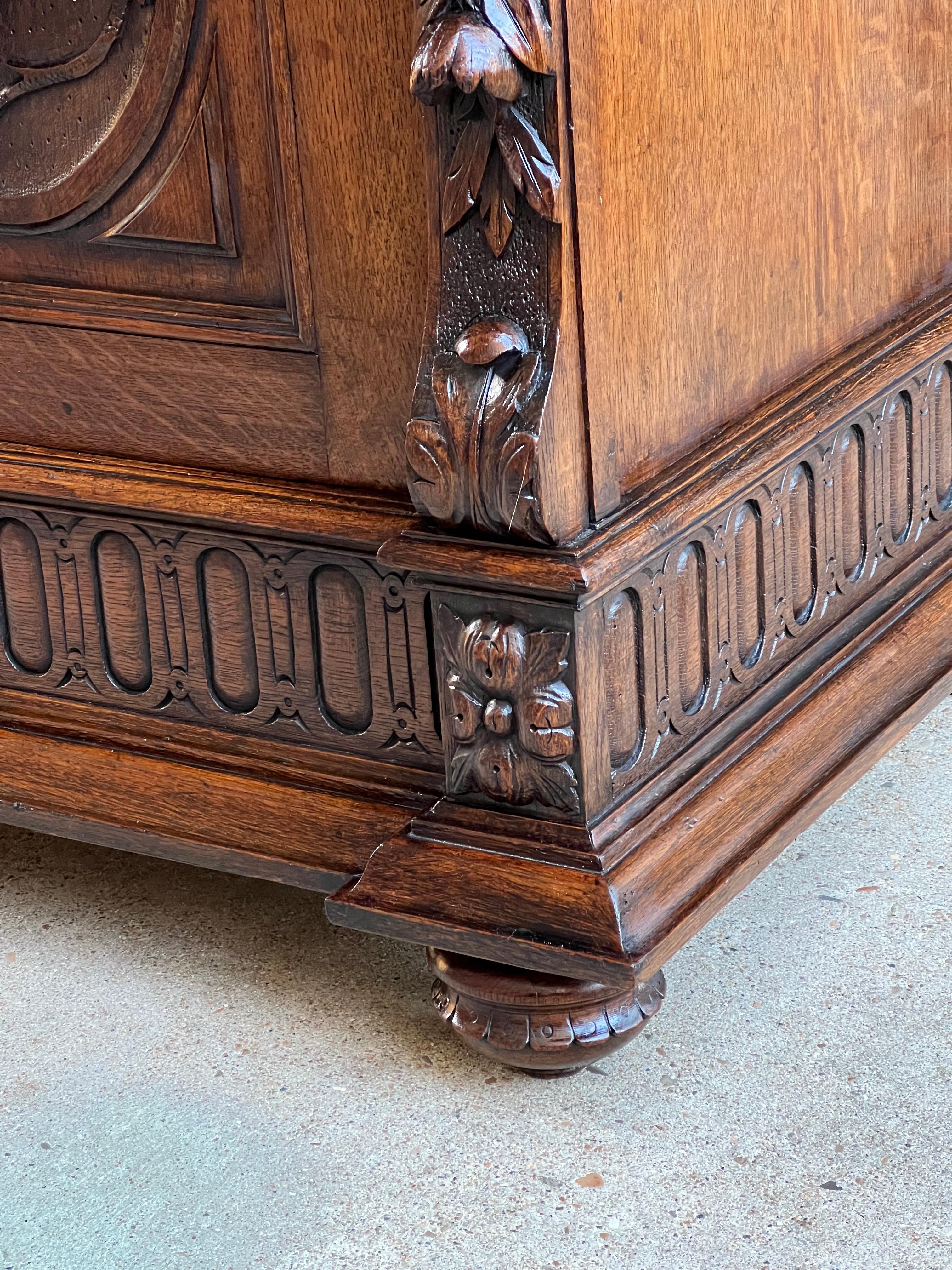 Antique French Carved Oak Hunt Cabinet Confiturier Black Forest Fox Wine Cabinet For Sale 10