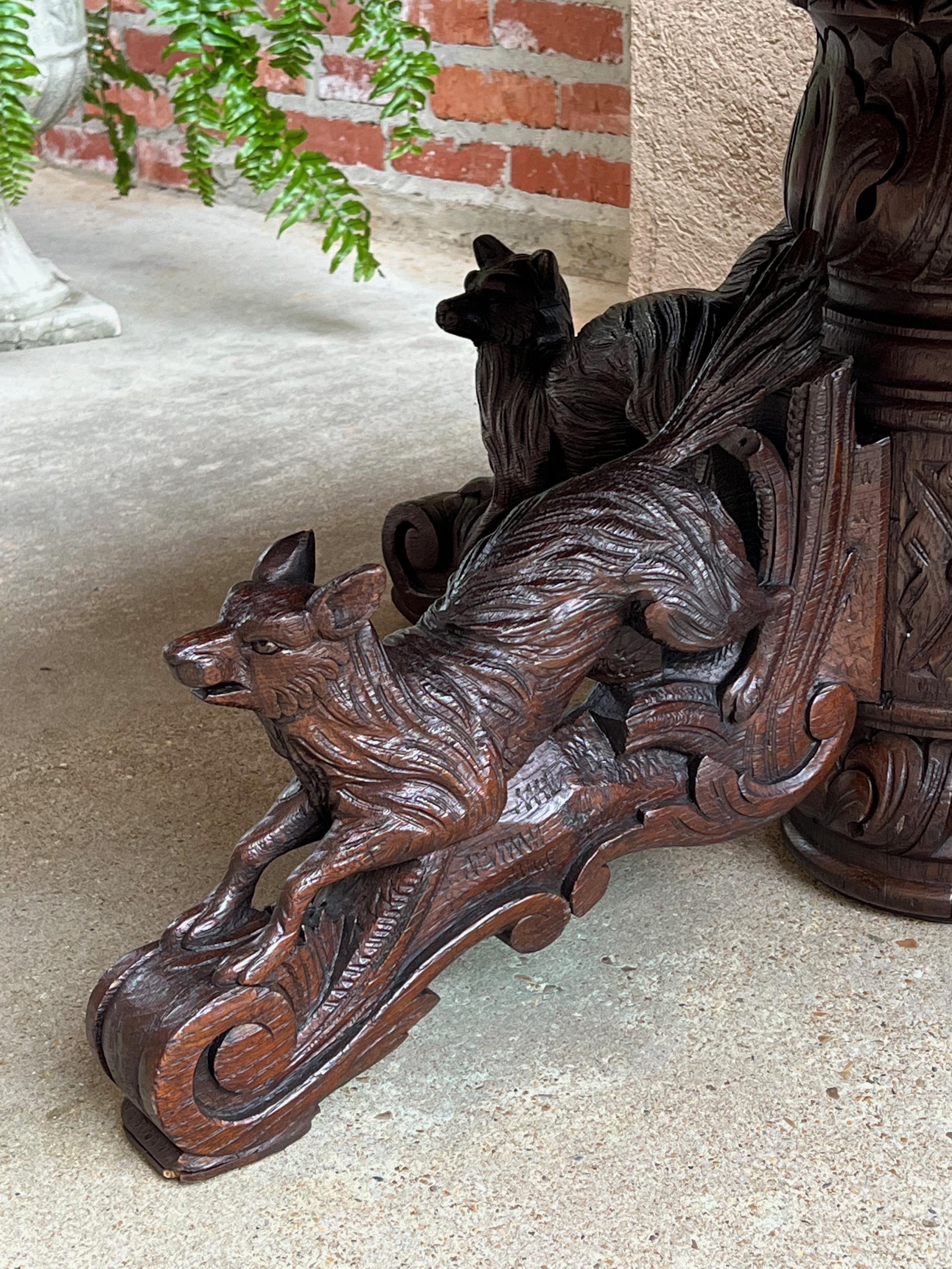 19th century French Carved Oak Hunt Coffee Sofa Table Black Forest Hound Fox	 5