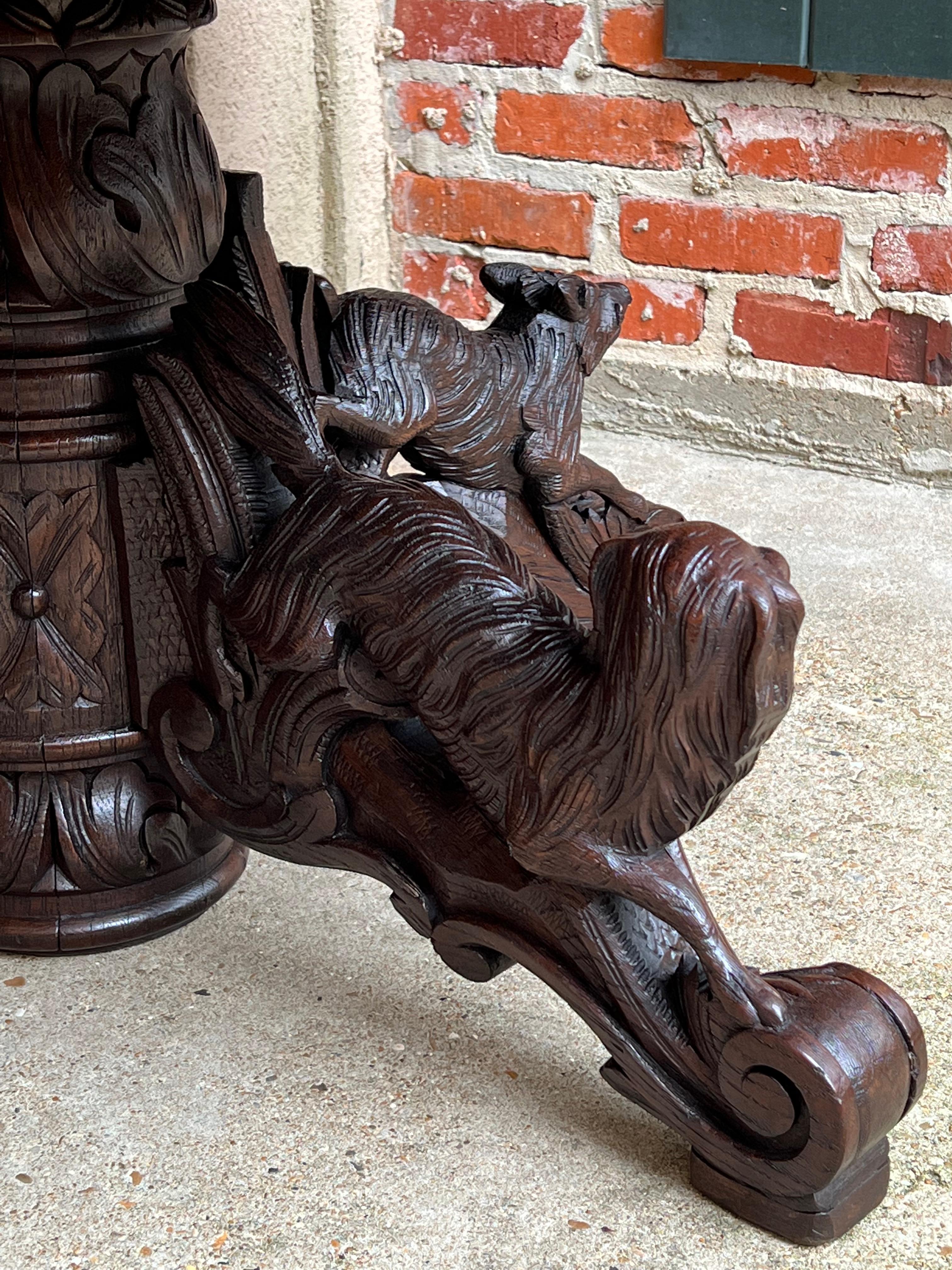 19th century French Carved Oak Hunt Coffee Sofa Table Black Forest Hound Fox	 12