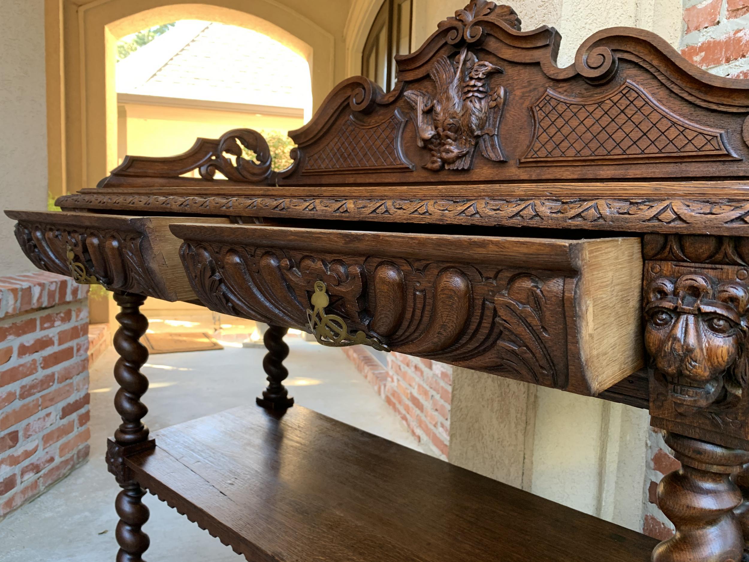 Antique buffet de chasse en chêne sculpté français Barley Twist Renaissance c1880 en vente 4
