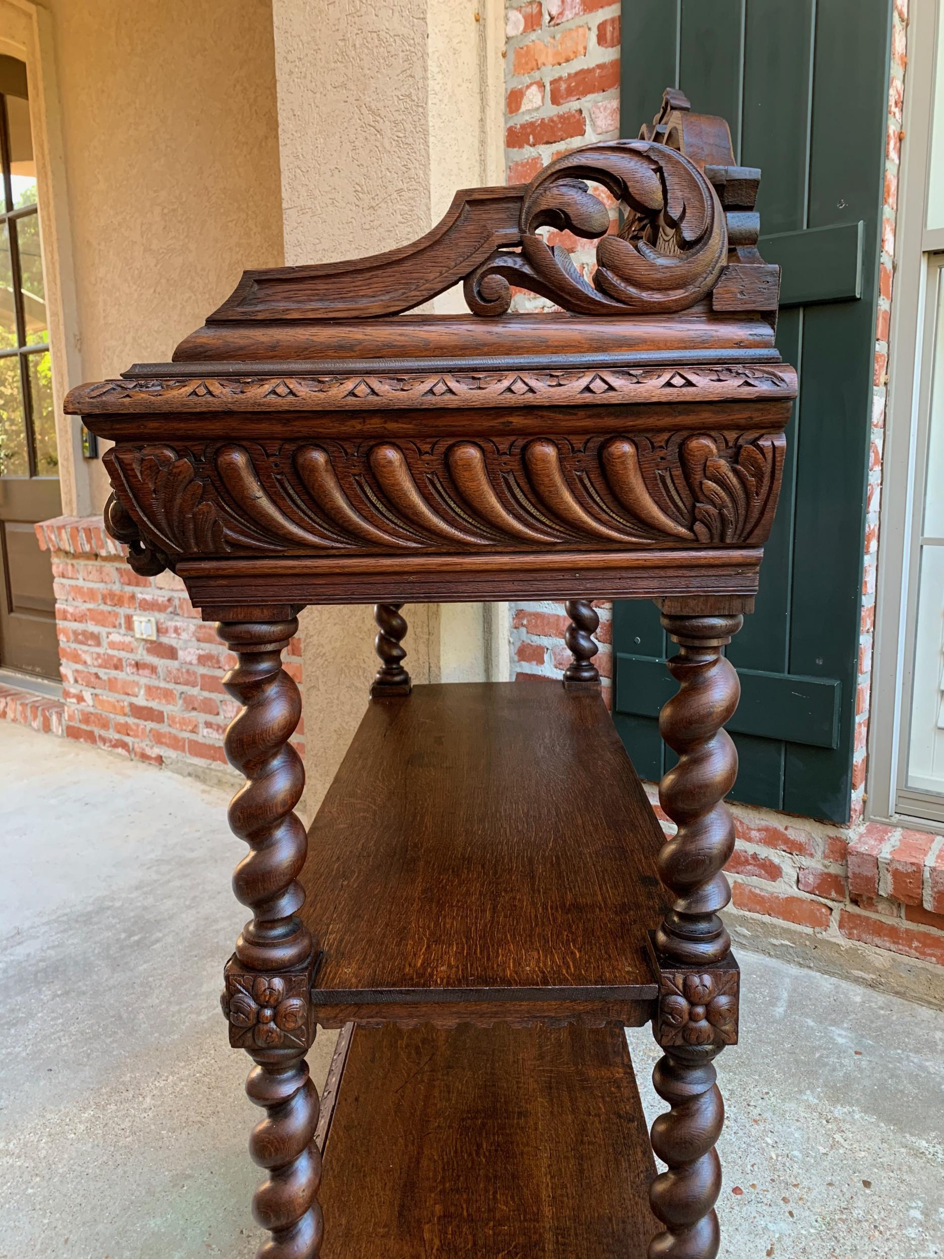 19th century French Carved Oak Hunt Server Sideboard Barley Twist Renaissance For Sale 12