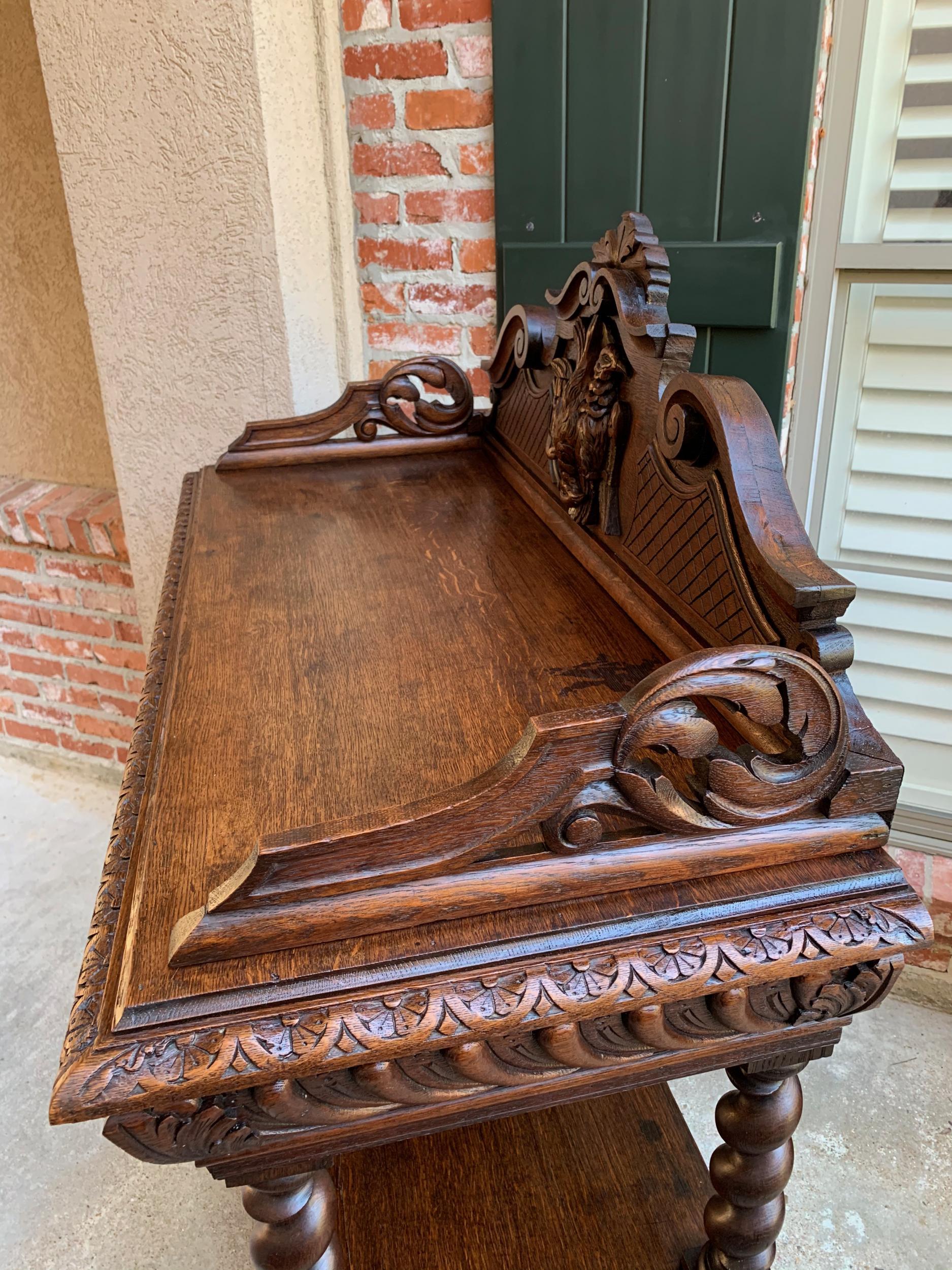 19th century French Carved Oak Hunt Server Sideboard Barley Twist Renaissance For Sale 13