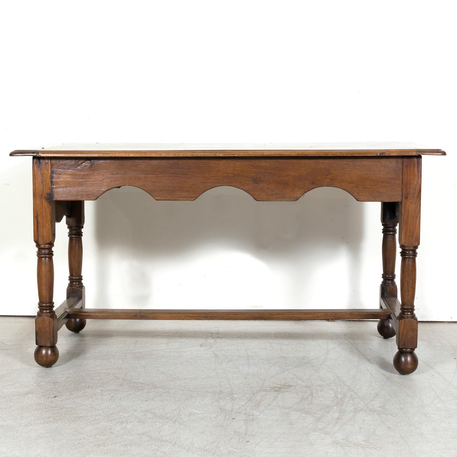 19th Century French Carved Oak Louis Philippe Period Console or Library Table For Sale 1
