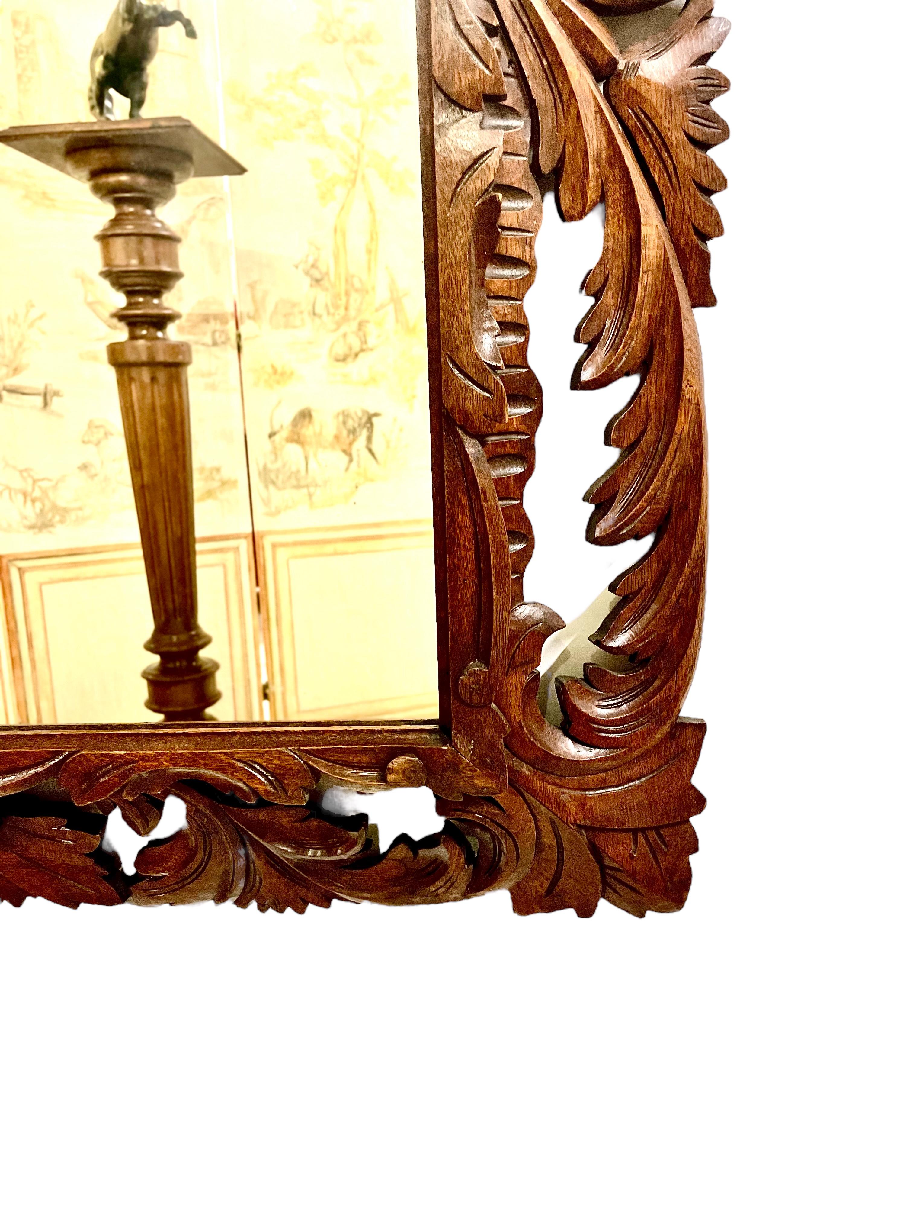 19th Century French Carved Oak Mirror For Sale 2