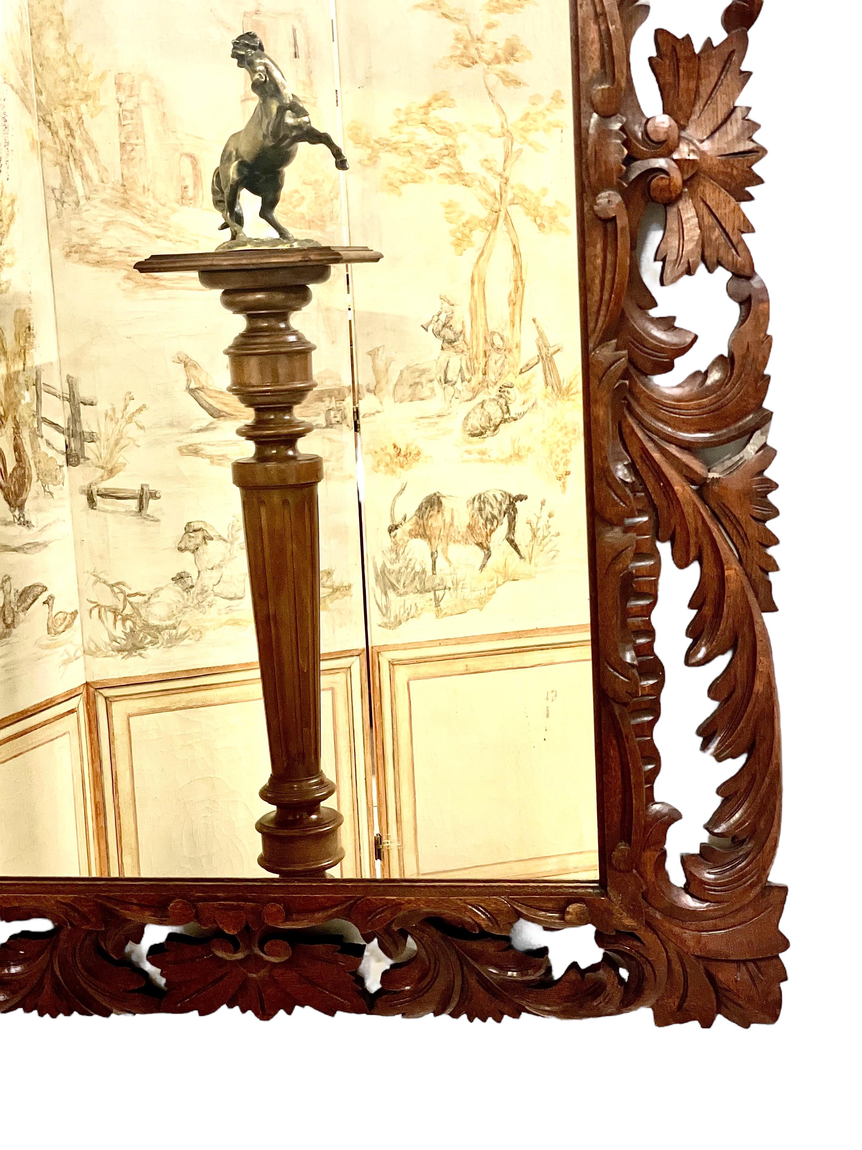 19th Century French Carved Oak Mirror For Sale 3