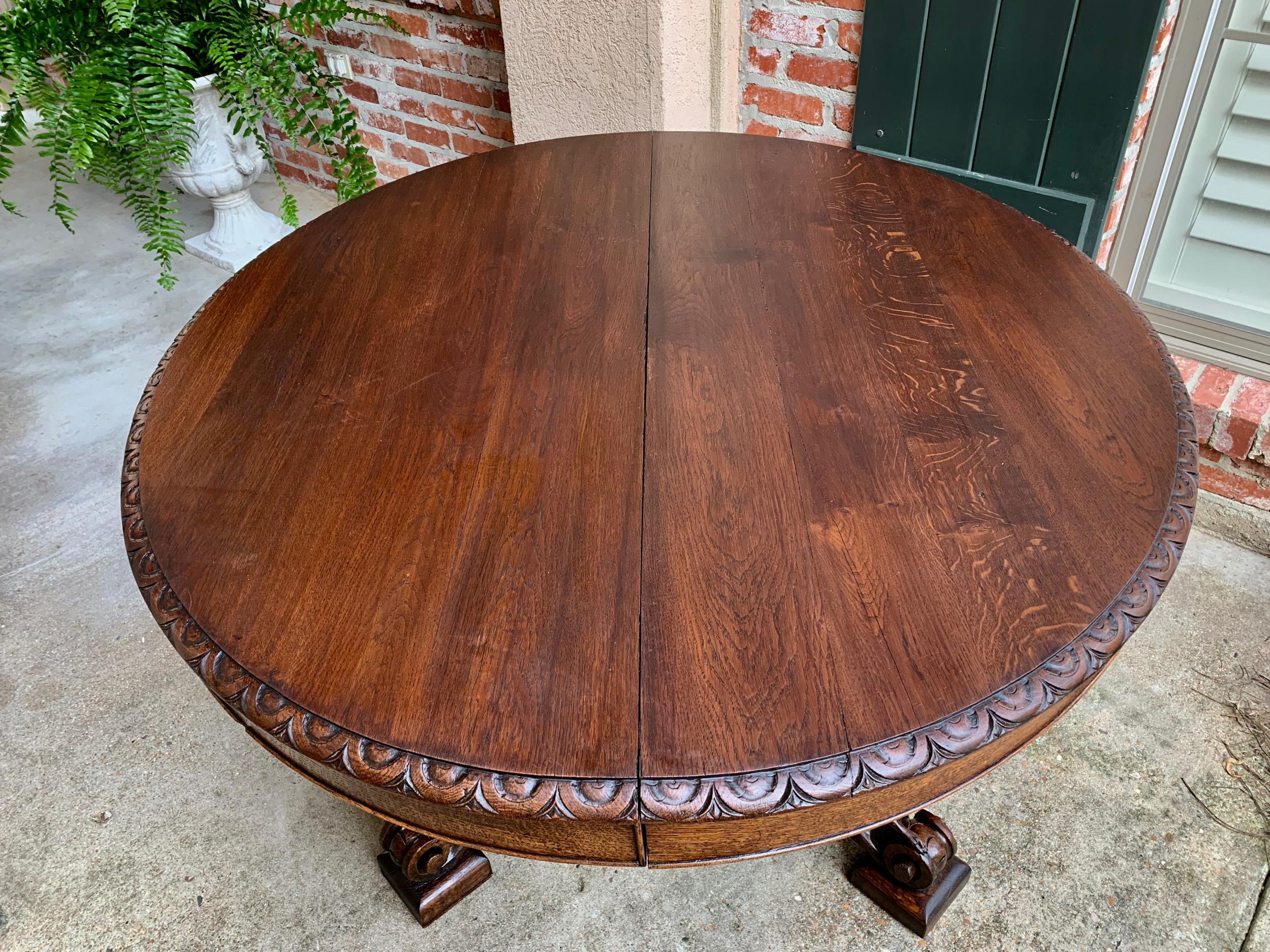 19th Century French Carved Oak Oval Dining Hunt Table Black Forest Animal Lodge 14