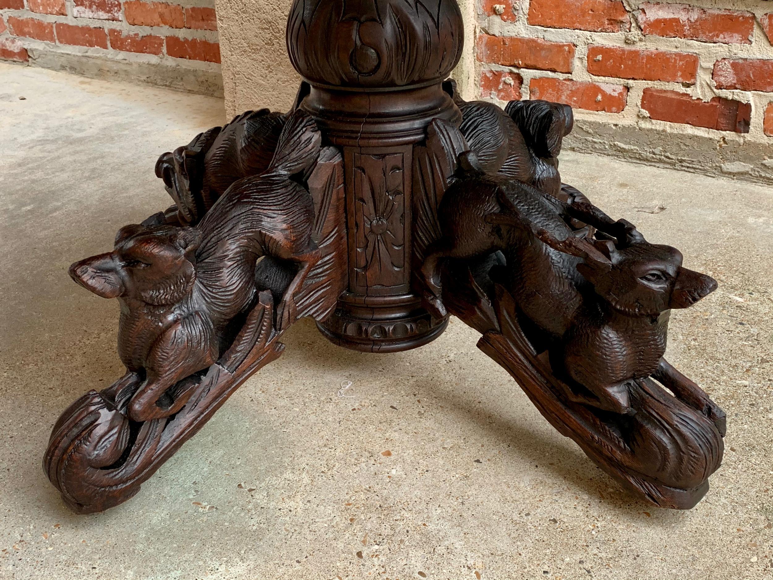 19th Century French Carved Oak Oval Dining Hunt Table Black Forest Animal Lodge 2