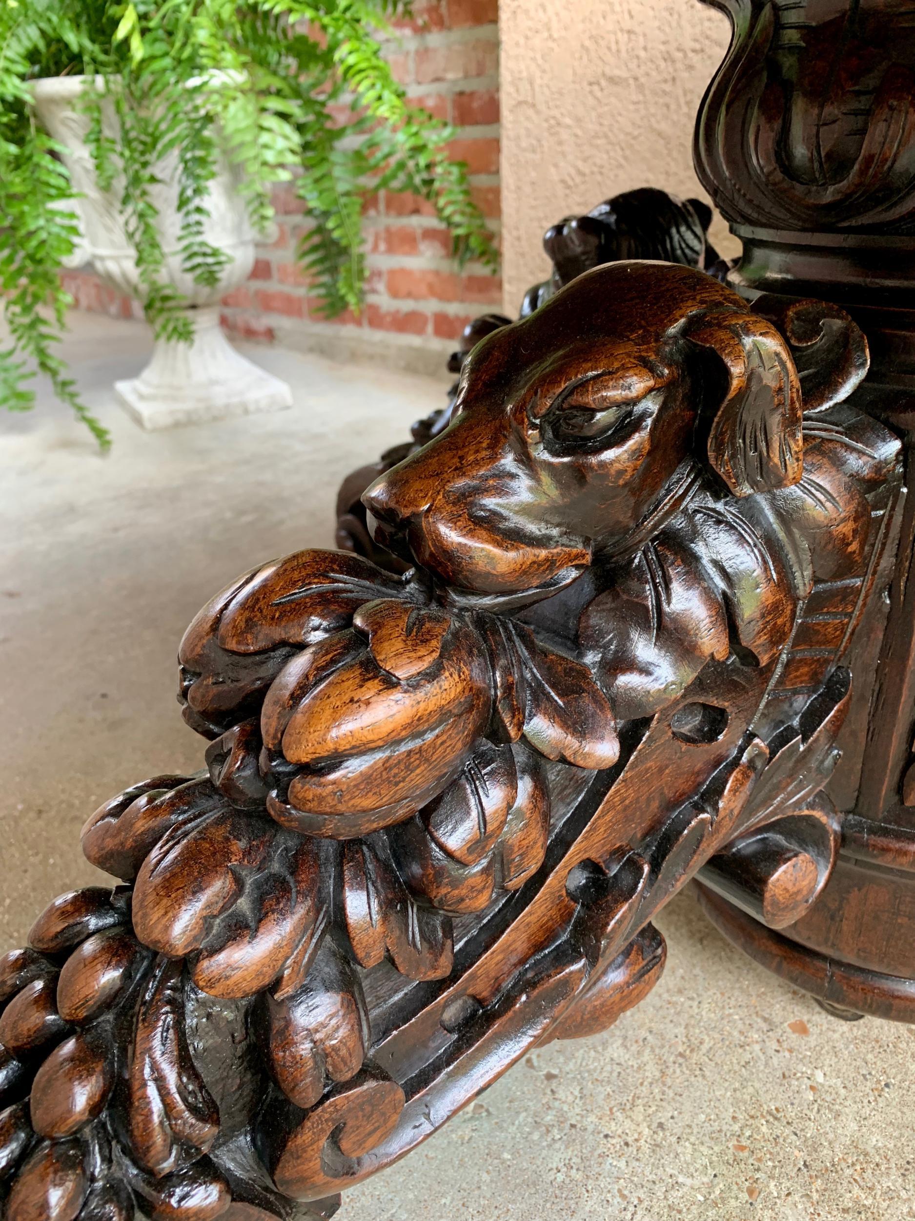 19th century French Carved Oak Oval Dining Hunt Table Black Forest Dog Hound 9