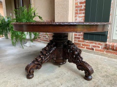 19th century French Carved Oak Oval Dining Hunt Table Black Forest Dog Hound