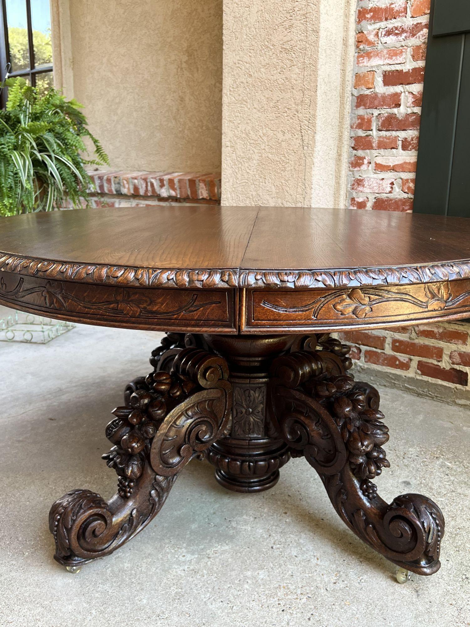 19th Century French Carved Oak Oval Dining Table Black Forest Game Library Table 5