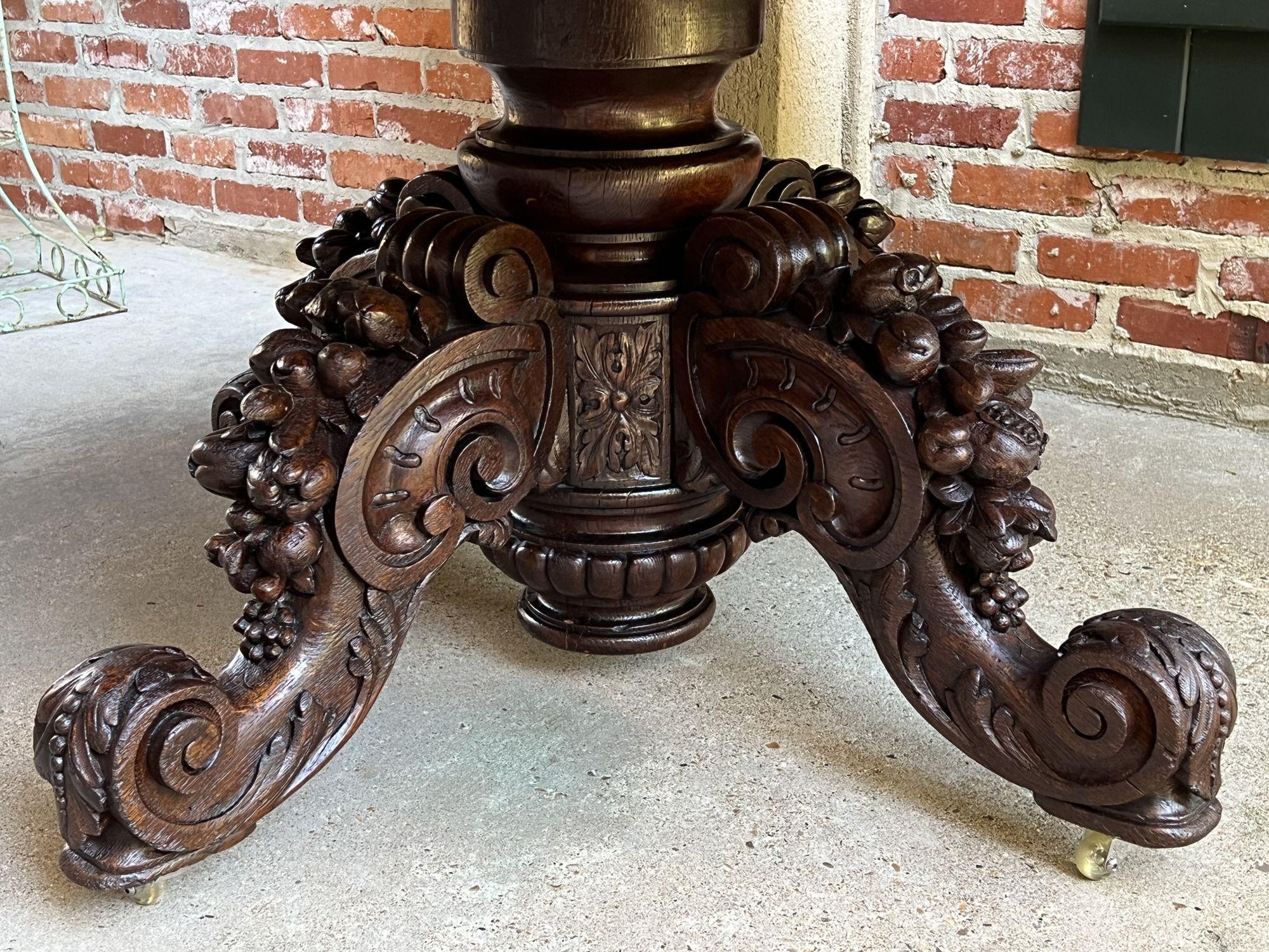 19th Century French Carved Oak Oval Dining Table Black Forest Game Library Table 2