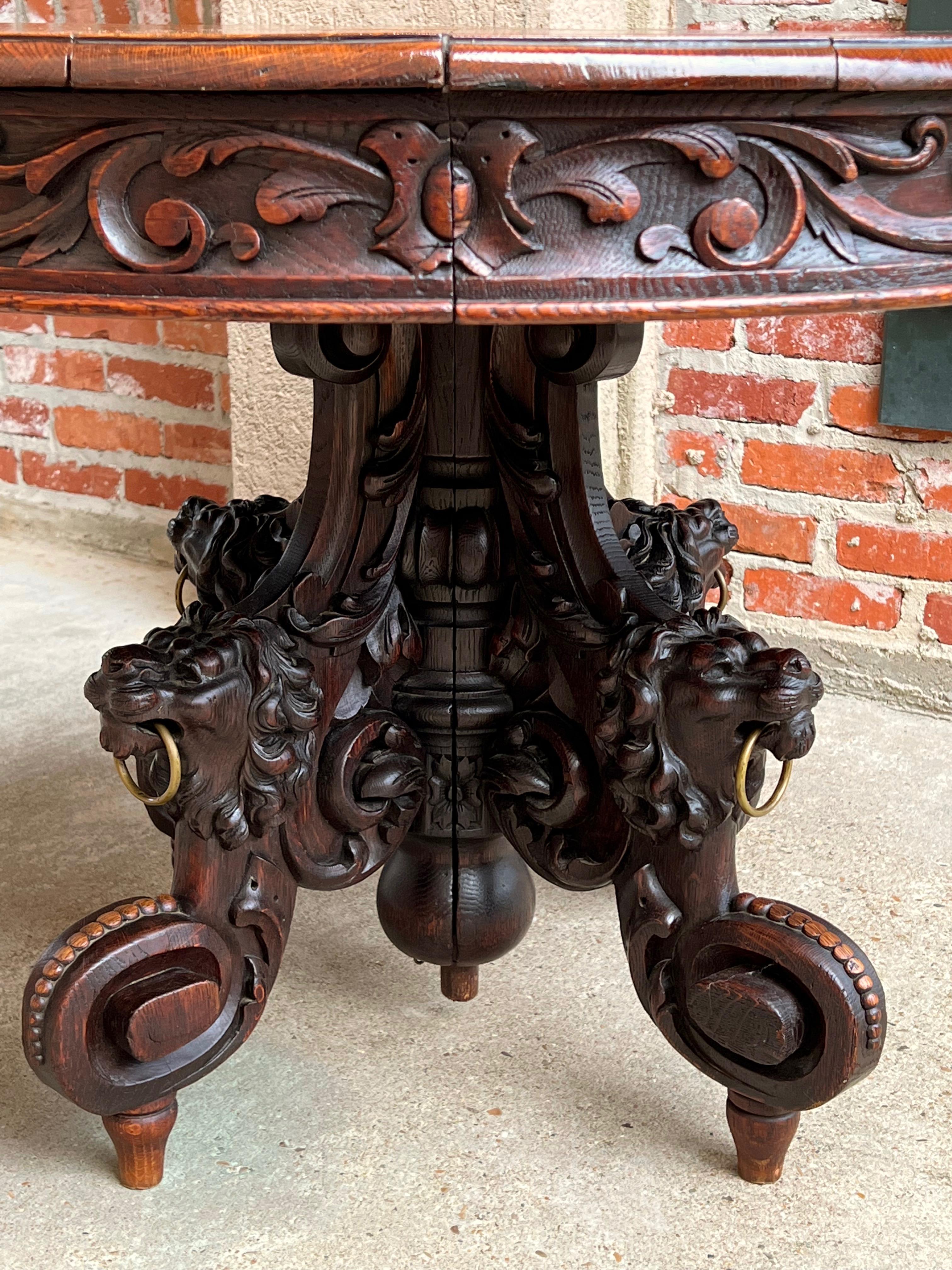 19th century French Carved Oak Oval Sofa Dining Table Lion Louis XIV Renaissance 5