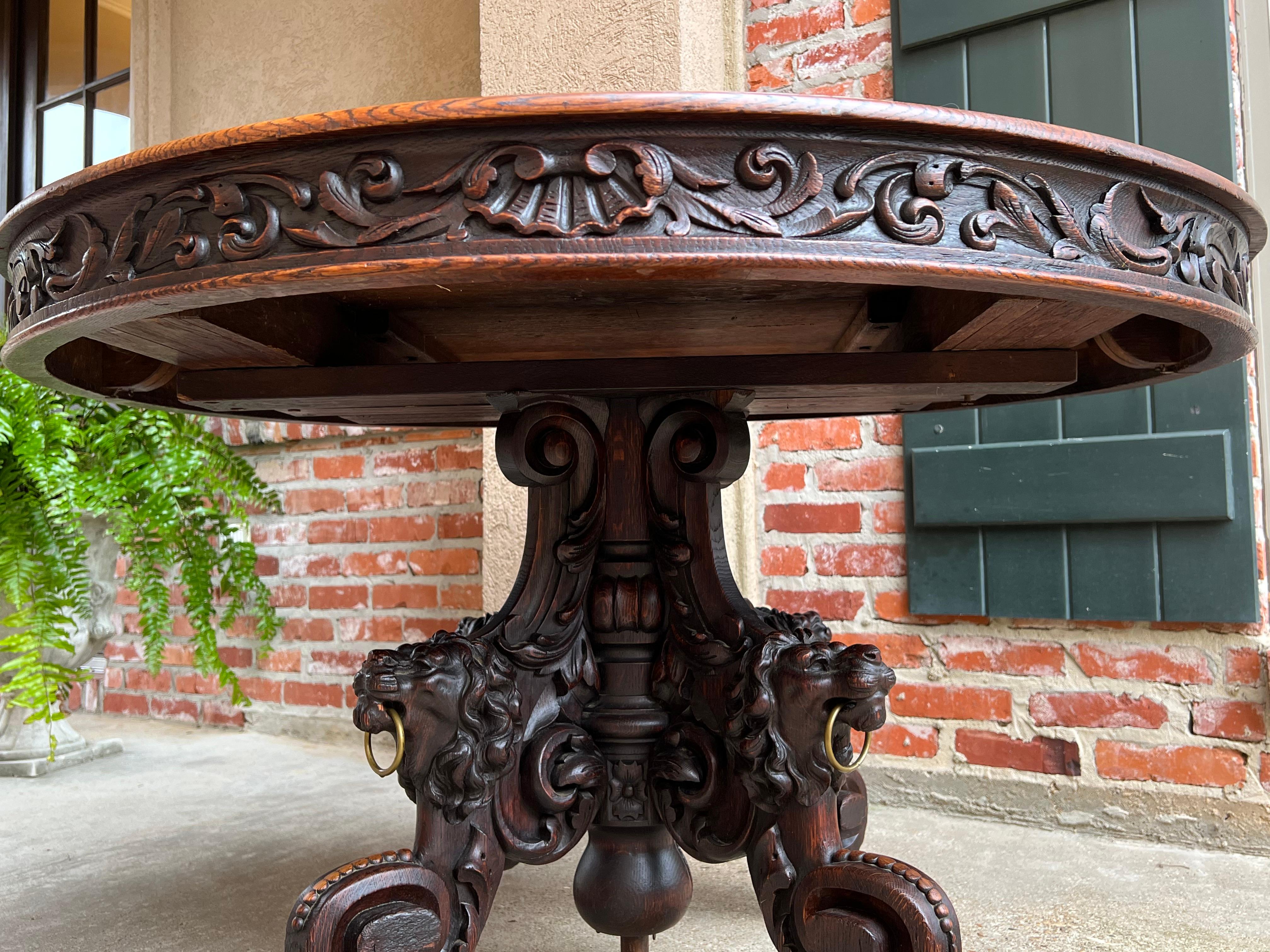 19th century French Carved Oak Oval Sofa Dining Table Lion Louis XIV Renaissance 8