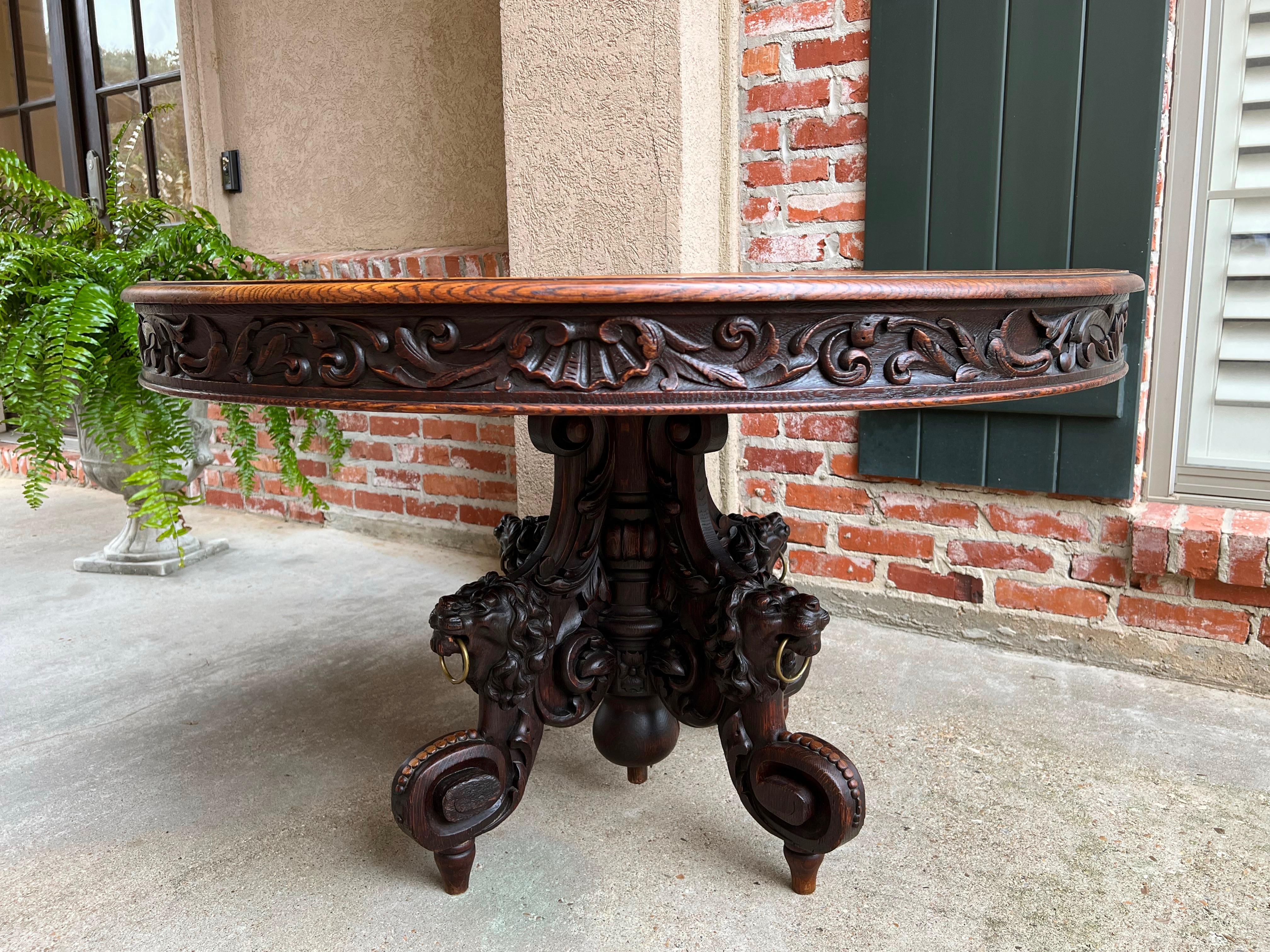 19th century French Carved Oak Oval Sofa Dining Table Lion Louis XIV Renaissance 9