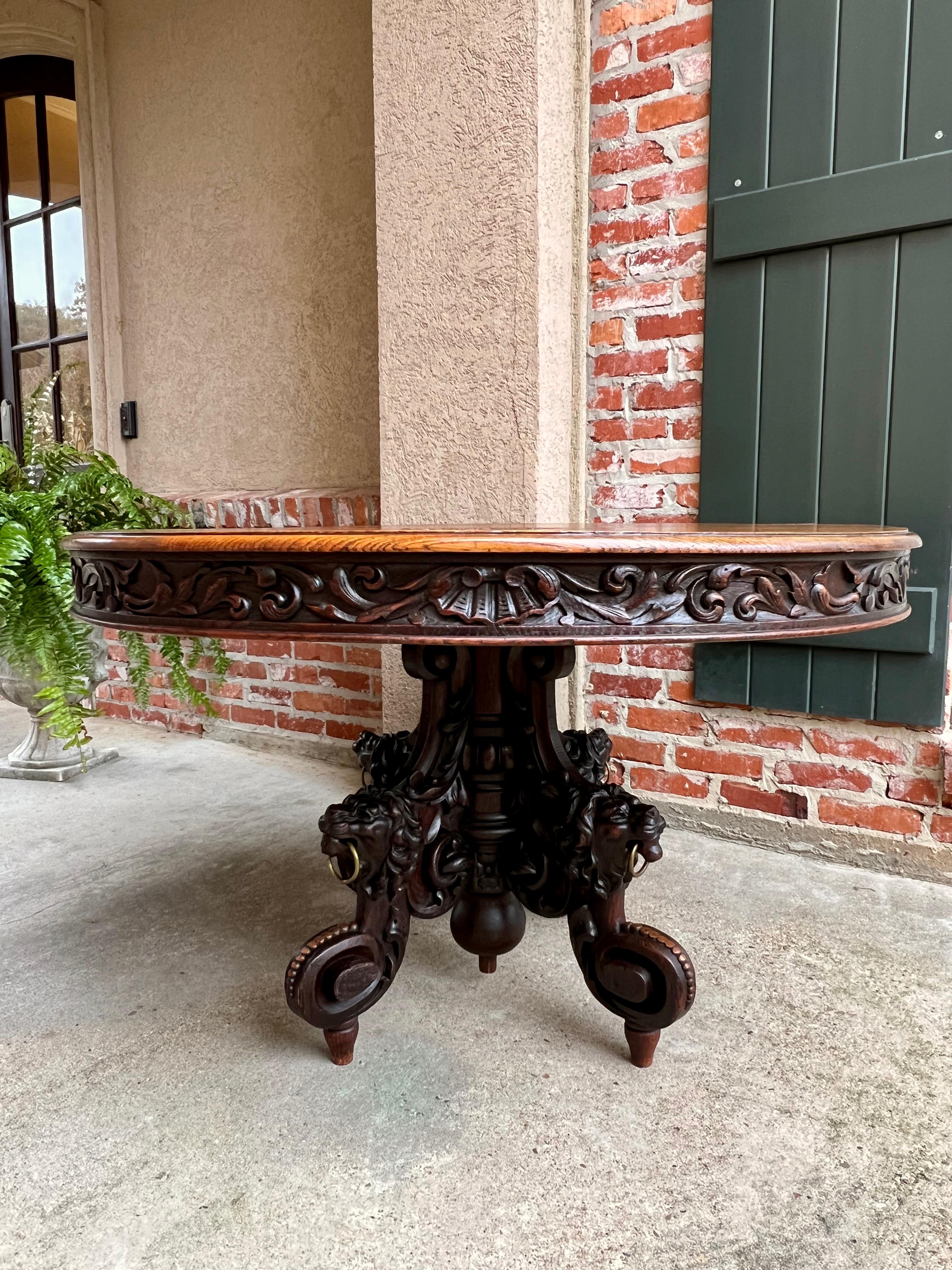 19th century French Carved Oak Oval Sofa Dining Table Lion Louis XIV Renaissance 10