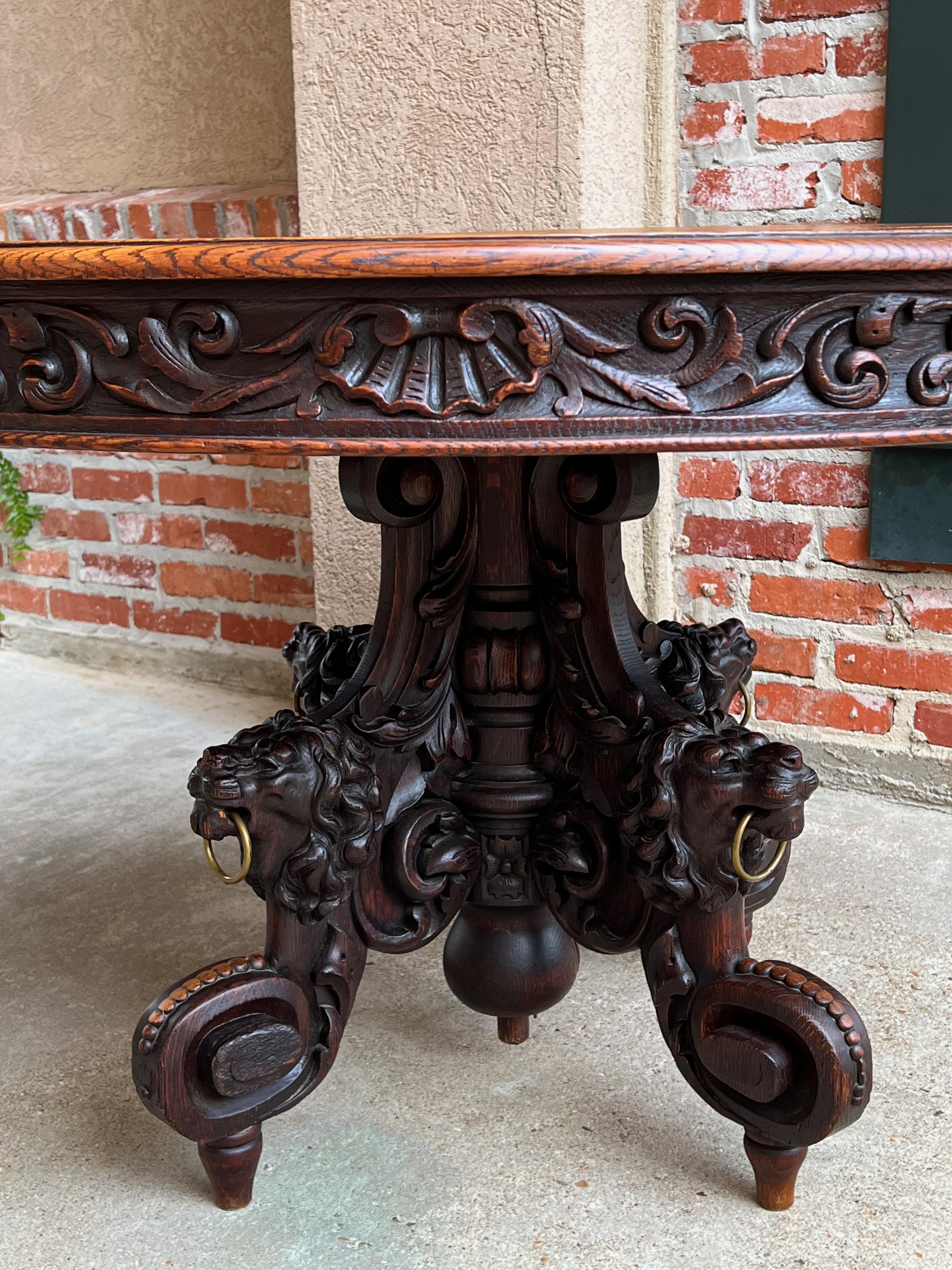 19th century French Carved Oak Oval Sofa Dining Table Lion Louis XIV Renaissance 11