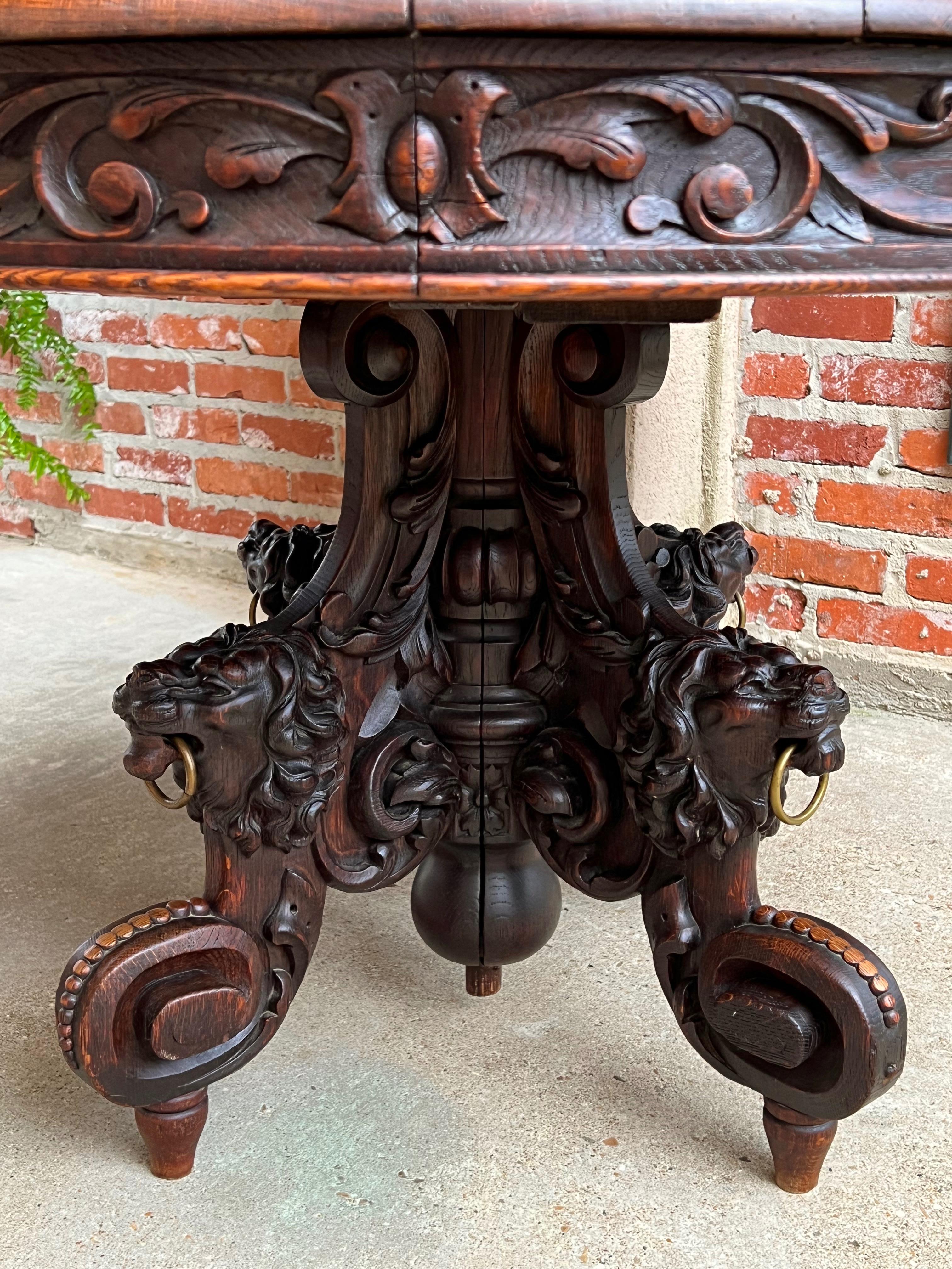 19th century French Carved Oak Oval Sofa Dining Table Lion Louis XIV Renaissance 12