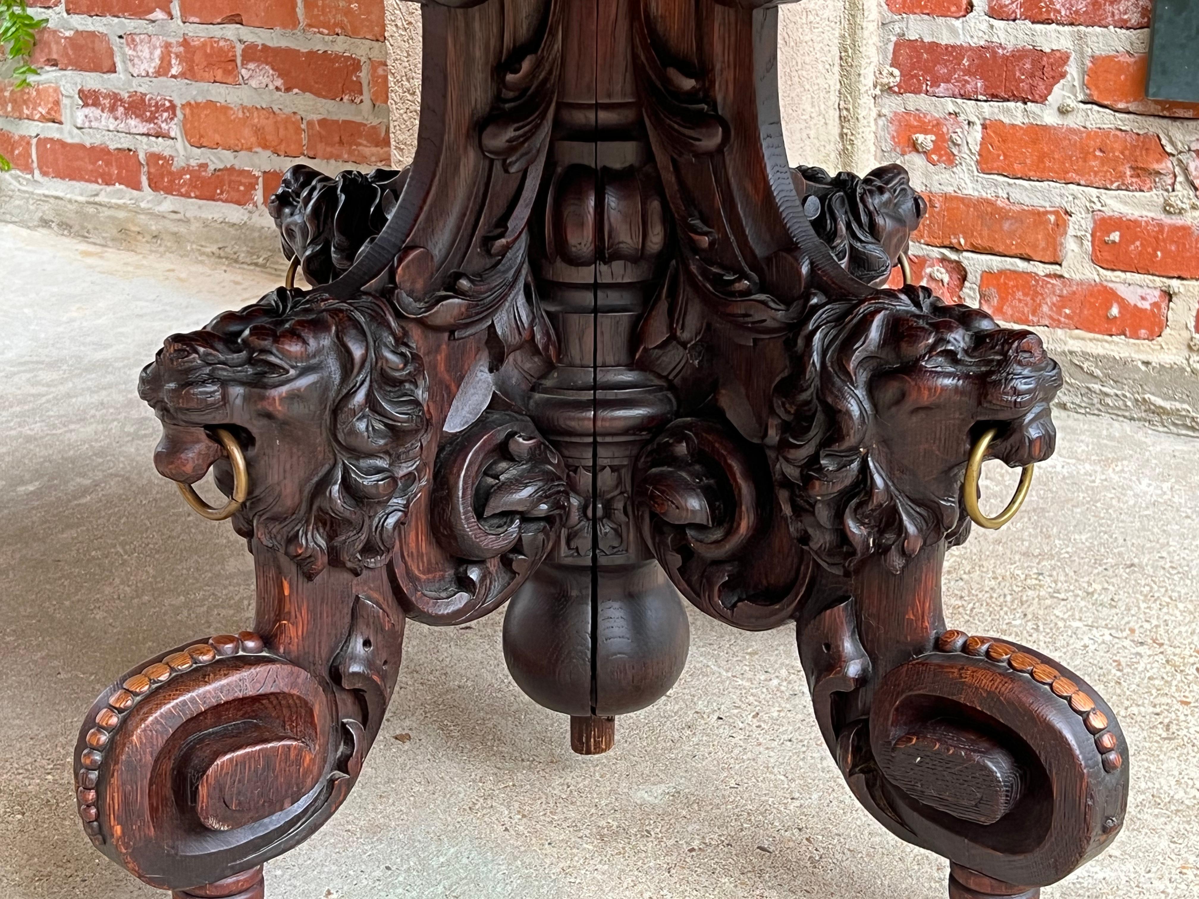 19th Century 19th century French Carved Oak Oval Sofa Dining Table Lion Louis XIV Renaissance