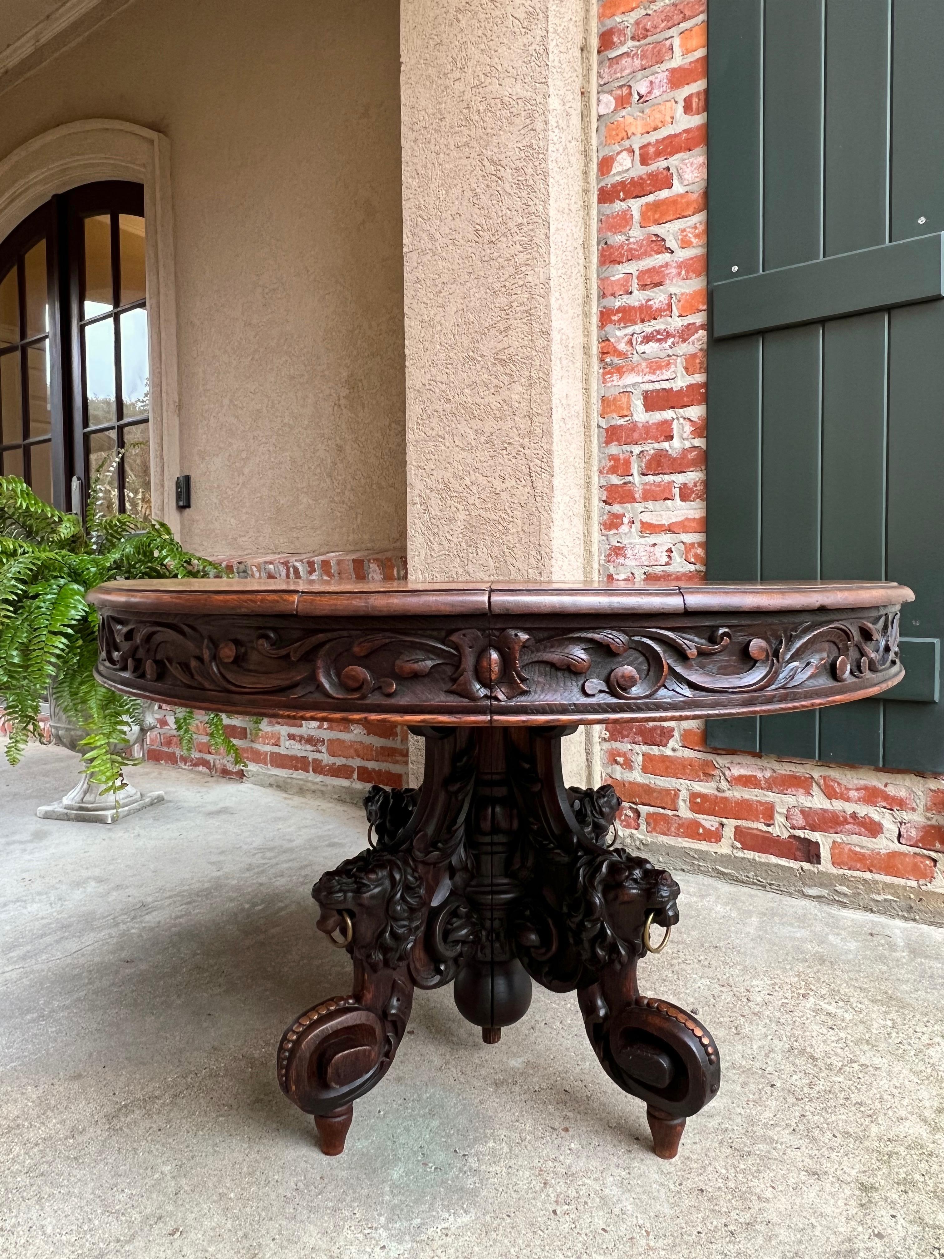 19th century French Carved Oak Oval Sofa Dining Table Lion Louis XIV Renaissance 3