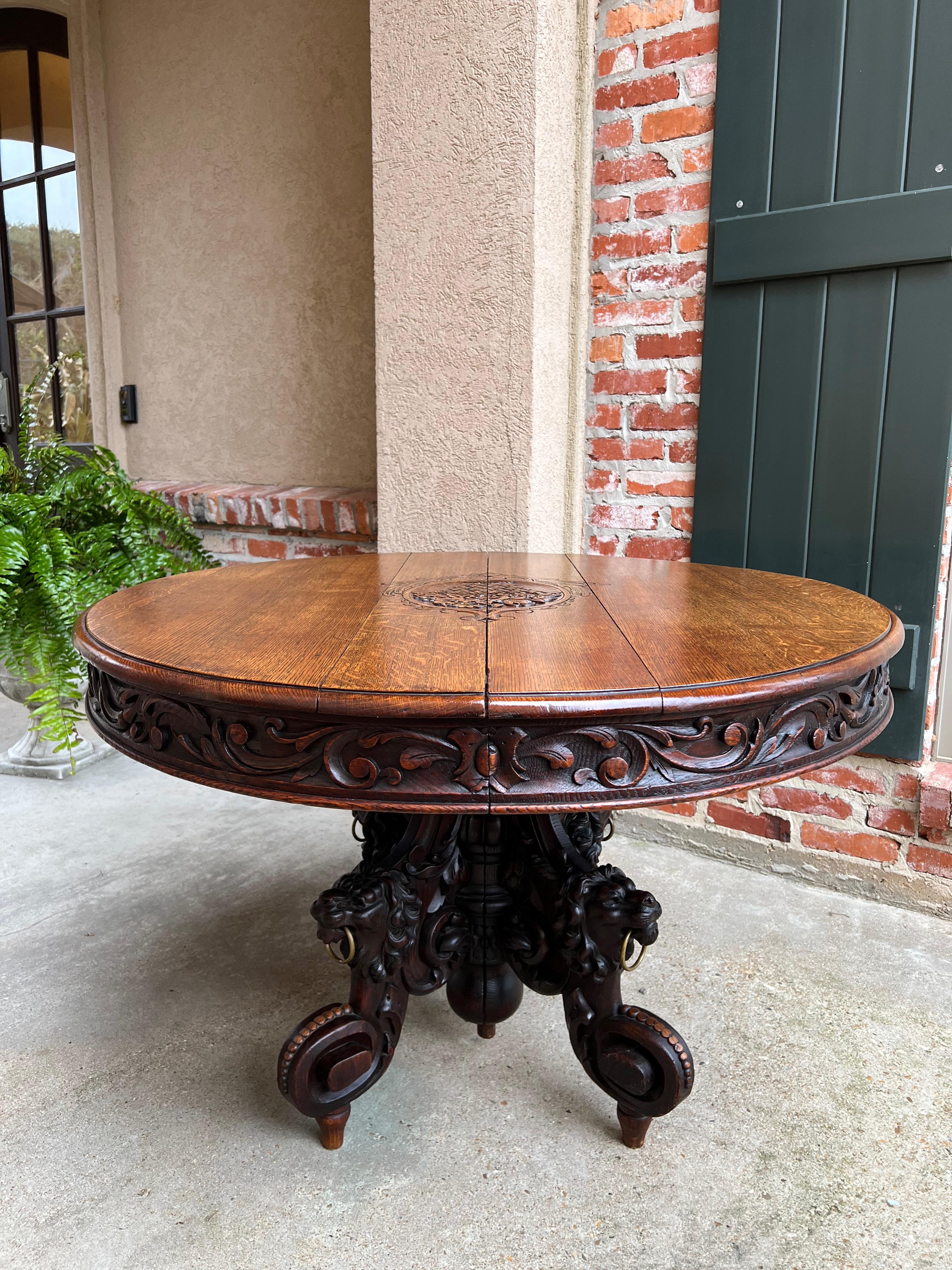 19th century French Carved Oak Oval Sofa Dining Table Lion Louis XIV Renaissance 4