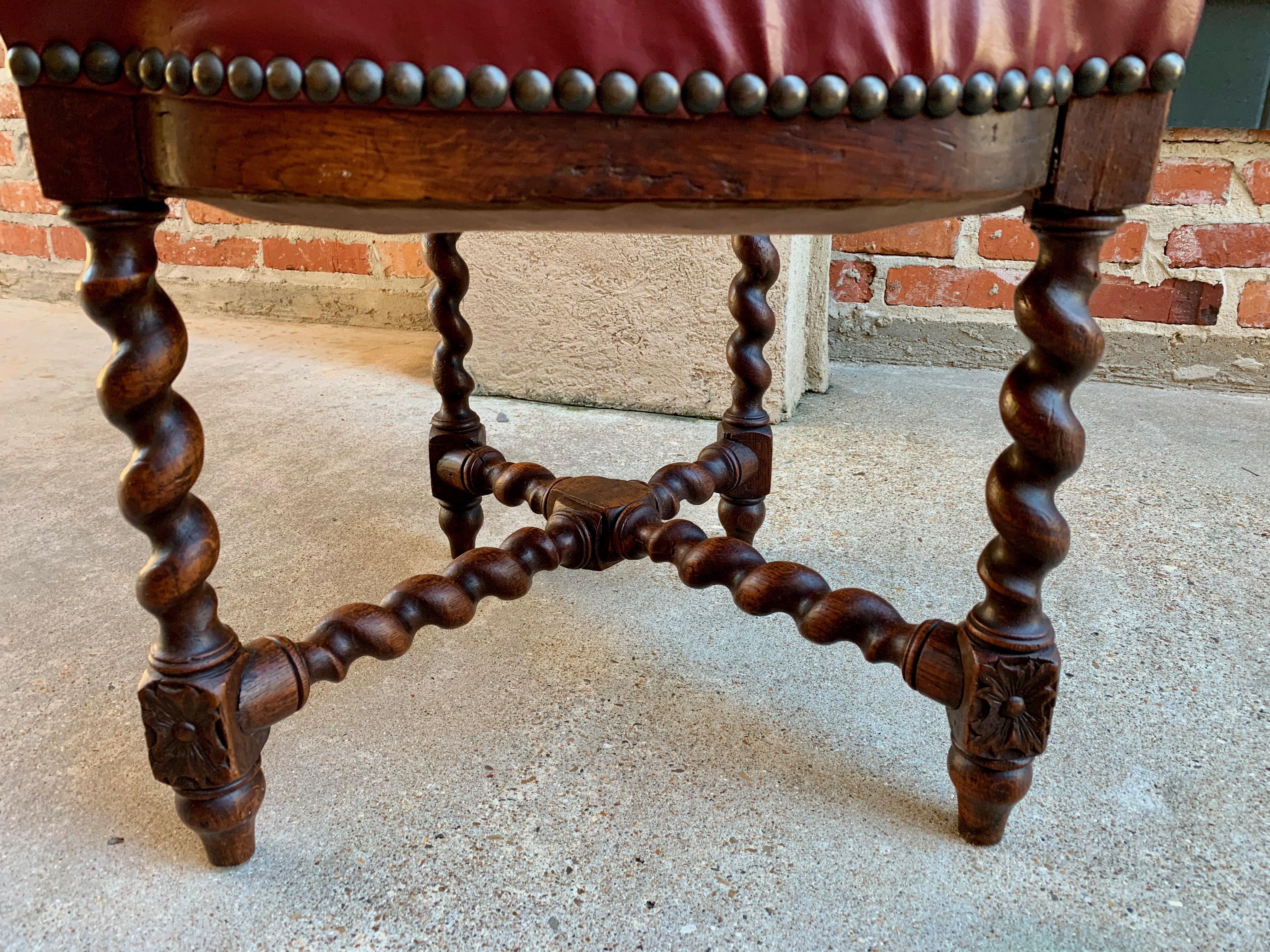 19th Century French Carved Oak Hall Chair Fumeur Barley Twist Breton Cigar Club 2