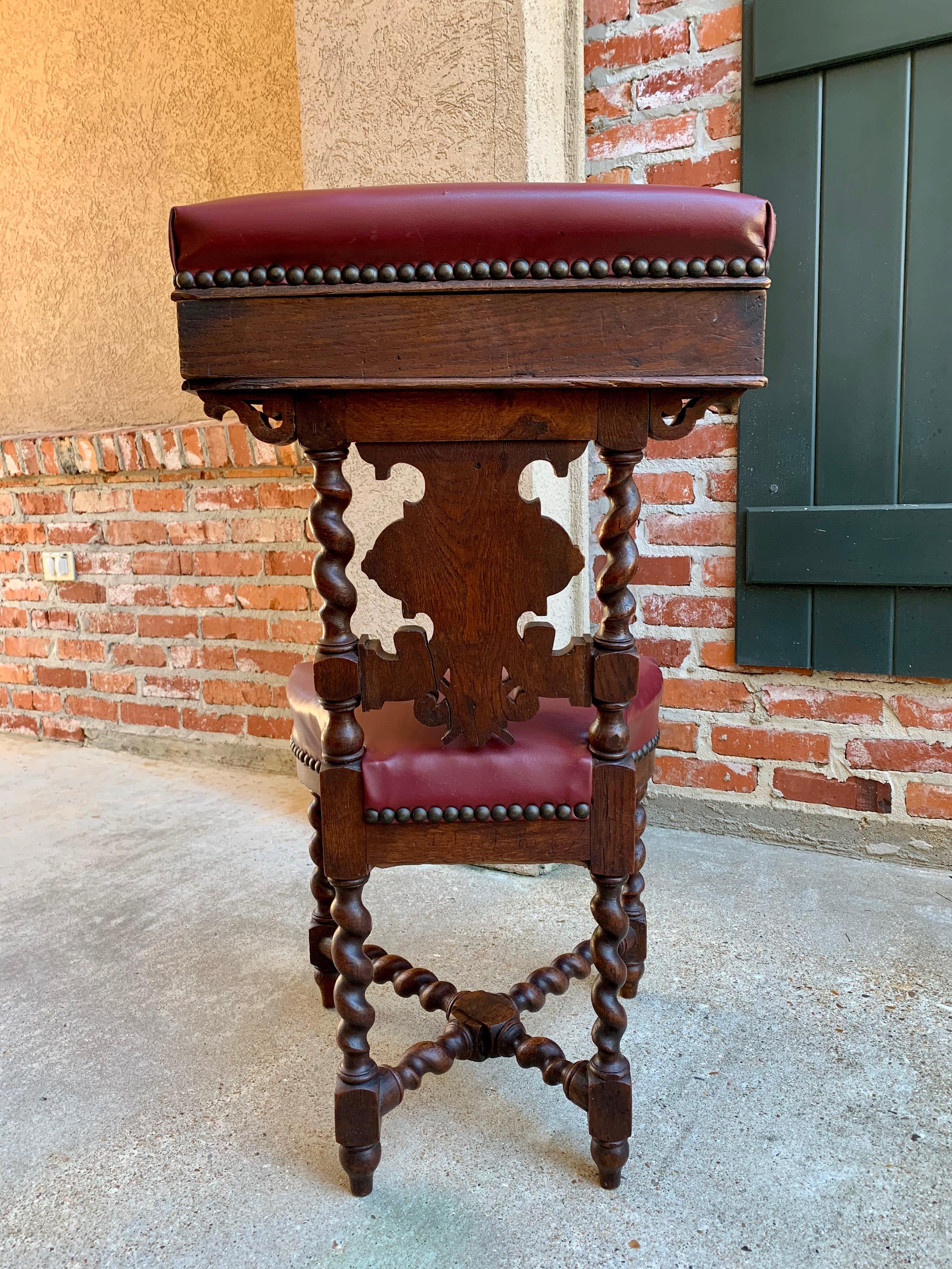 19th Century French Carved Oak Hall Chair Fumeur Barley Twist Breton Cigar Club 4