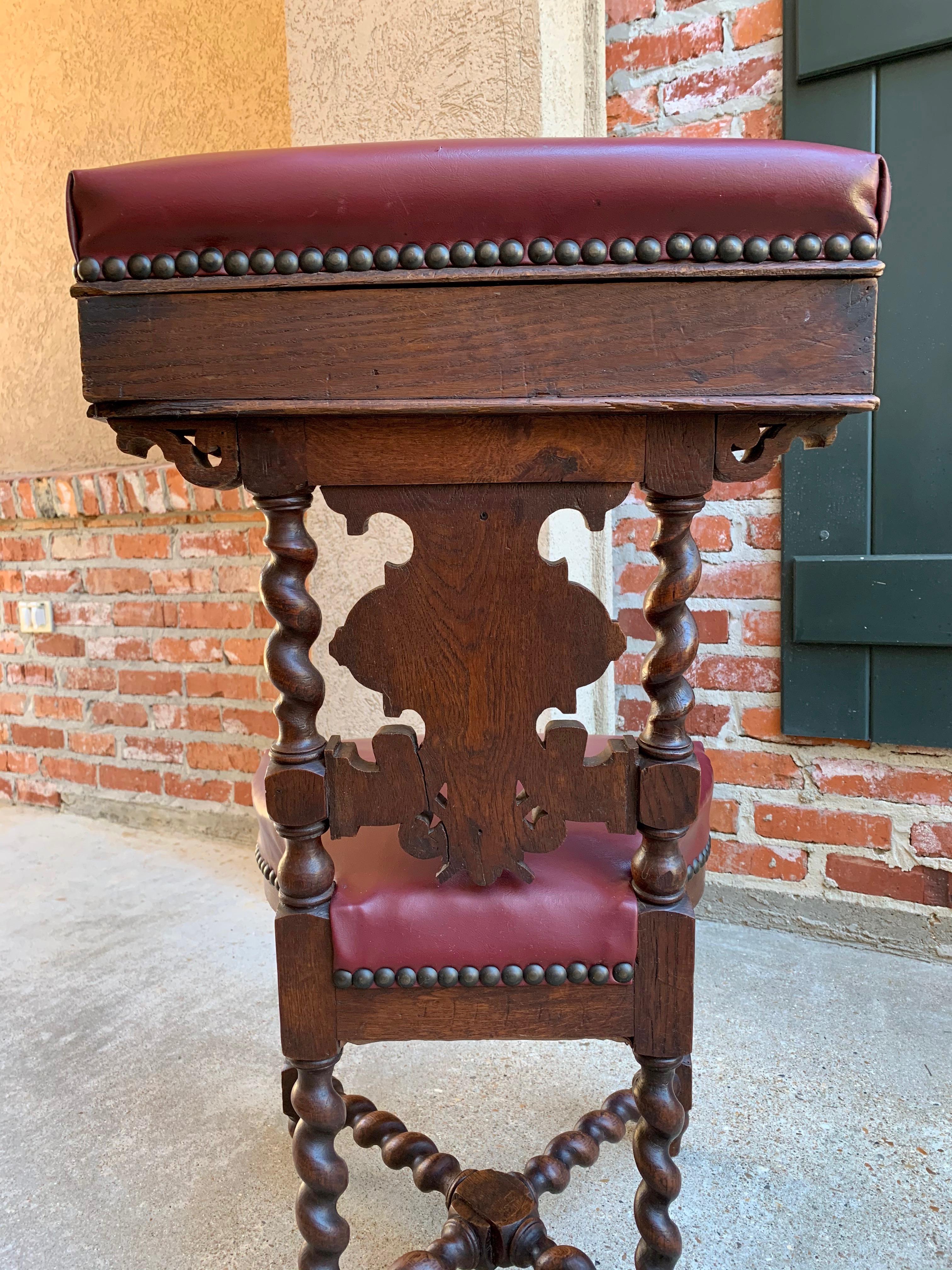 19th Century French Carved Oak Hall Chair Fumeur Barley Twist Breton Cigar Club 5