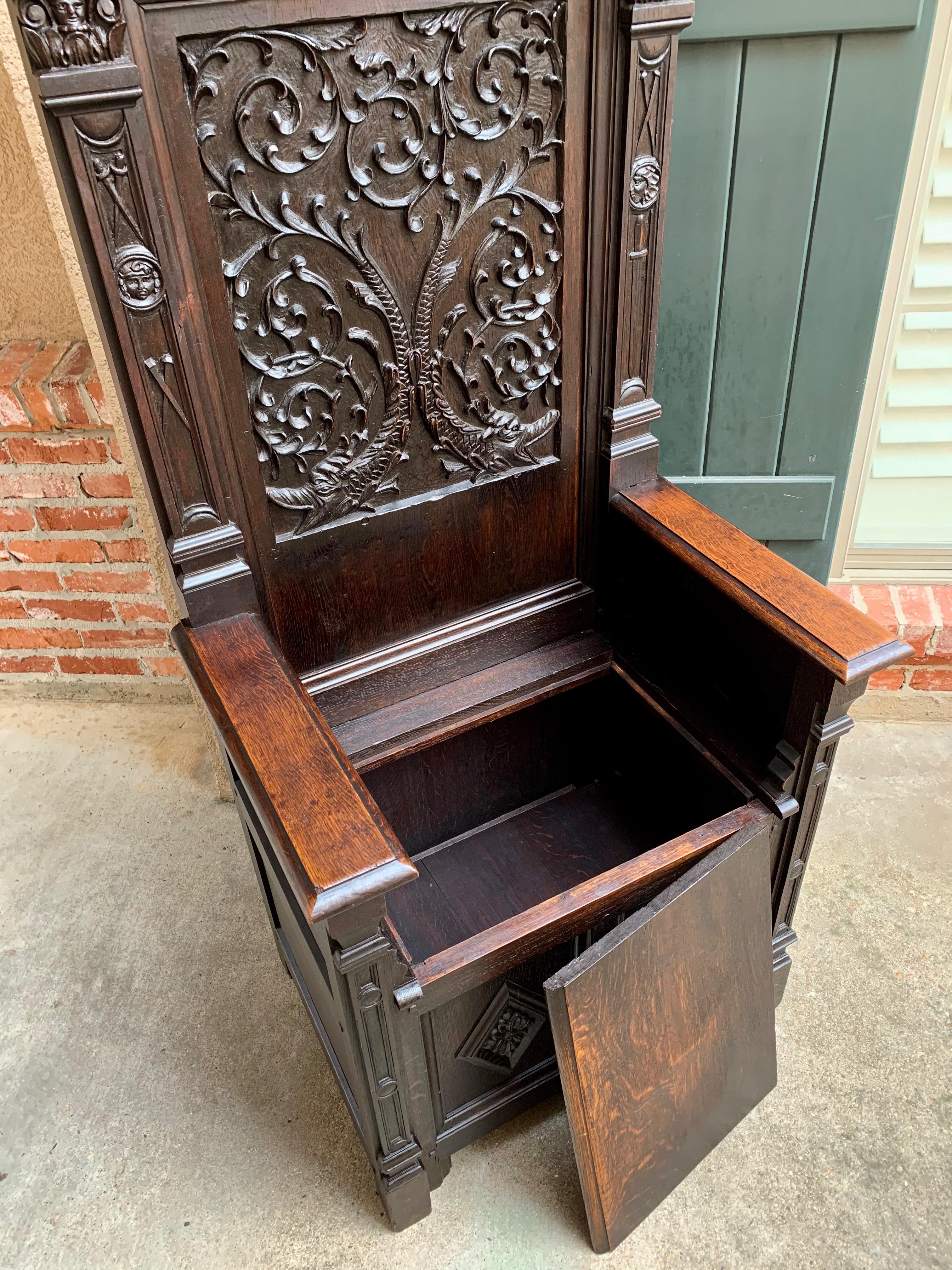 19th Century French Carved Oak Renaissance Altar Throne Chair Bench Gothic 8
