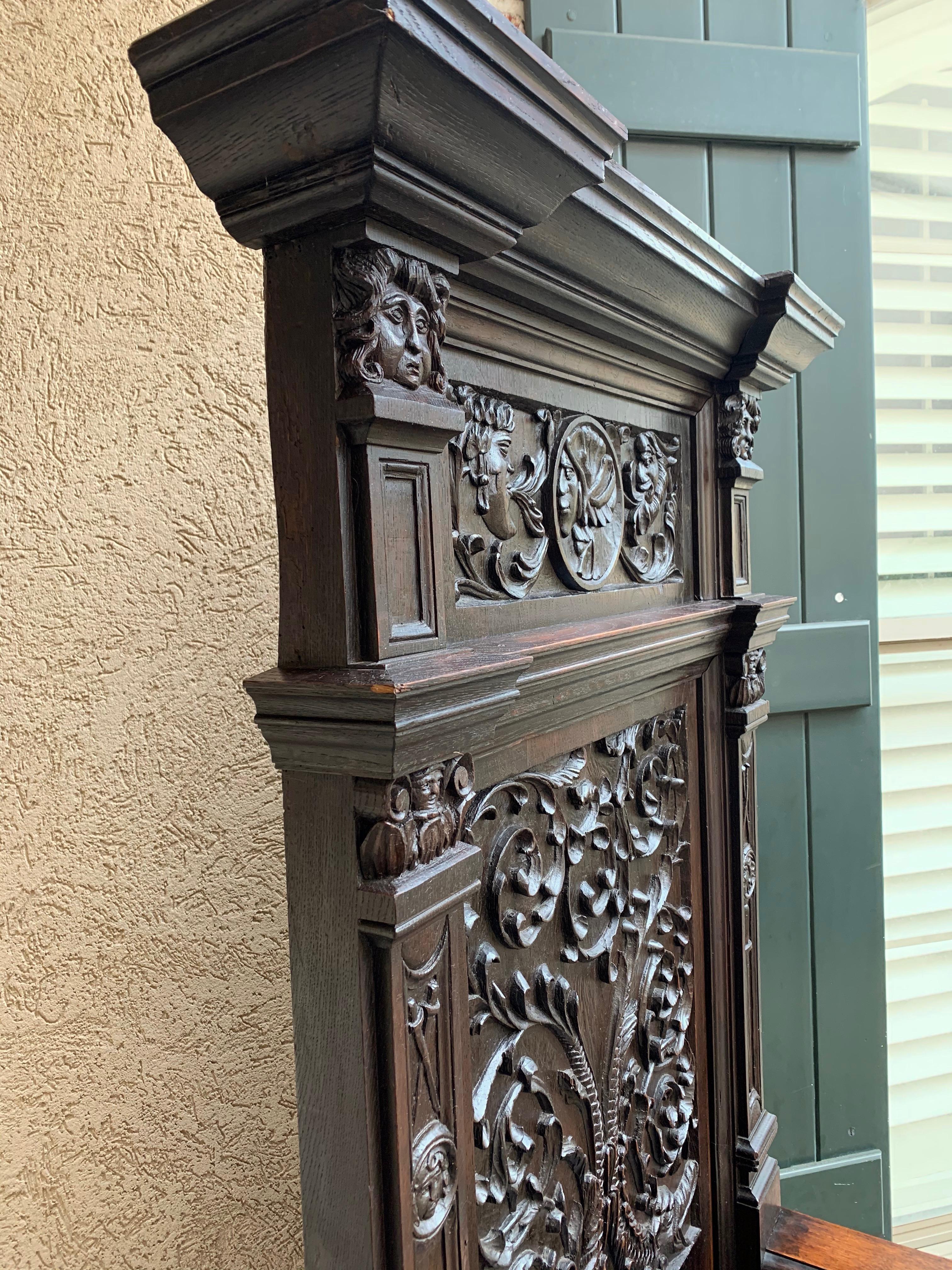 19th Century French Carved Oak Renaissance Altar Throne Chair Bench Gothic In Good Condition In Shreveport, LA