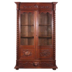19th Century French Carved Oak Renaissance Revival Bookcase