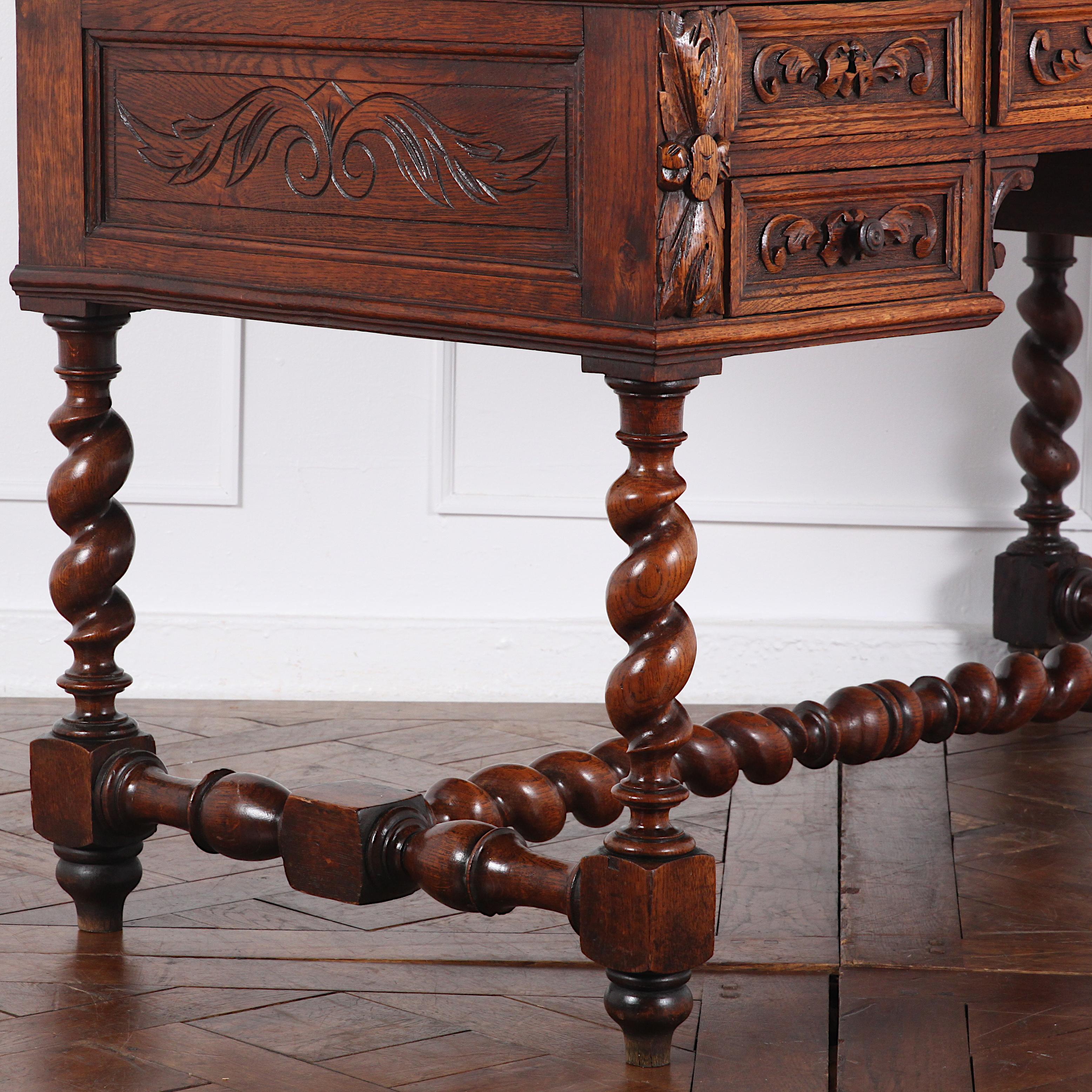 19th Century French Carved Oak Renaissance Revival Desk 1