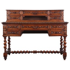 19th Century French Carved Oak Renaissance Revival Desk