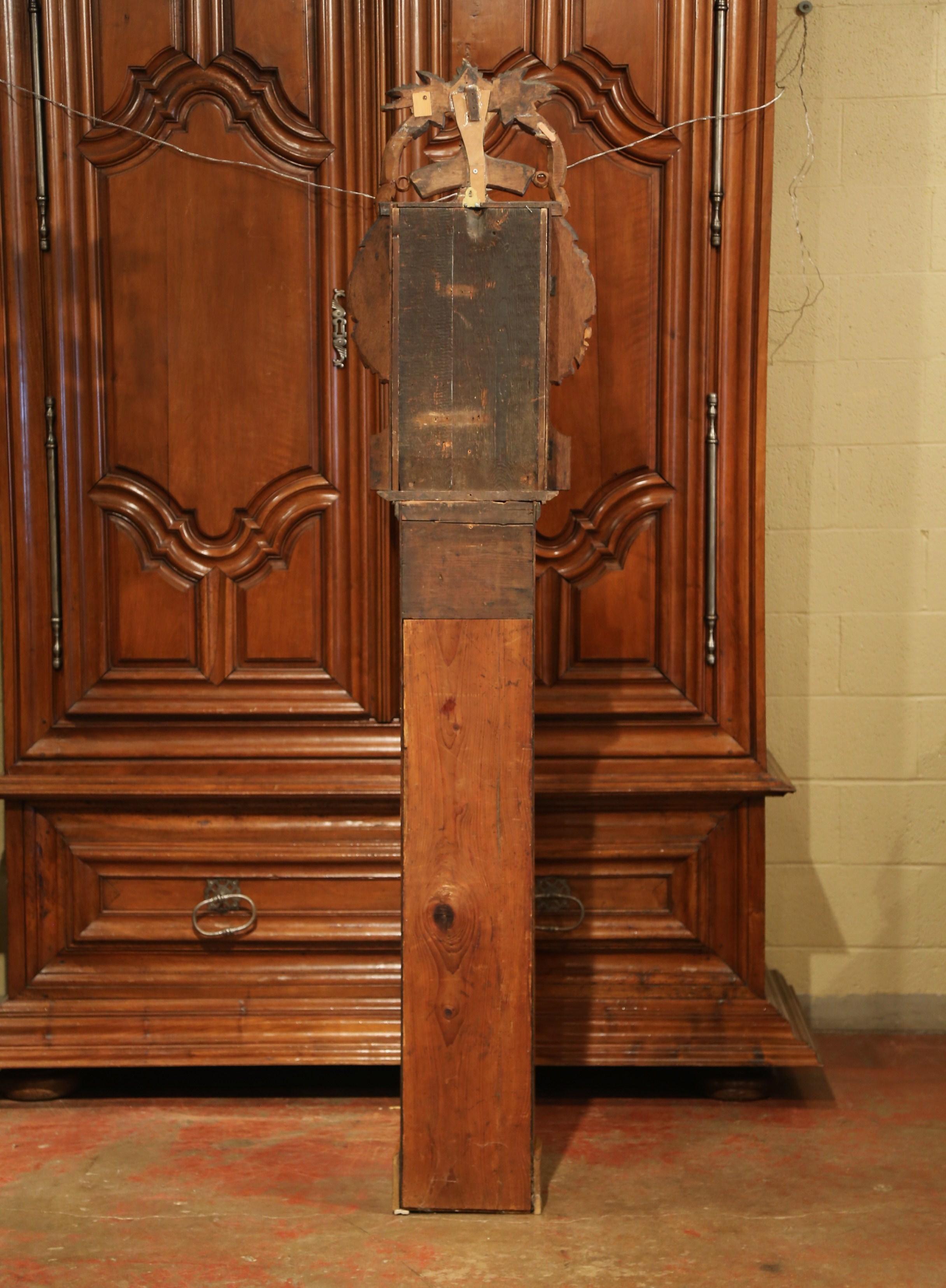 19th Century French Carved Oak Saint Nicholas Grandfather Clock from Normandy 5