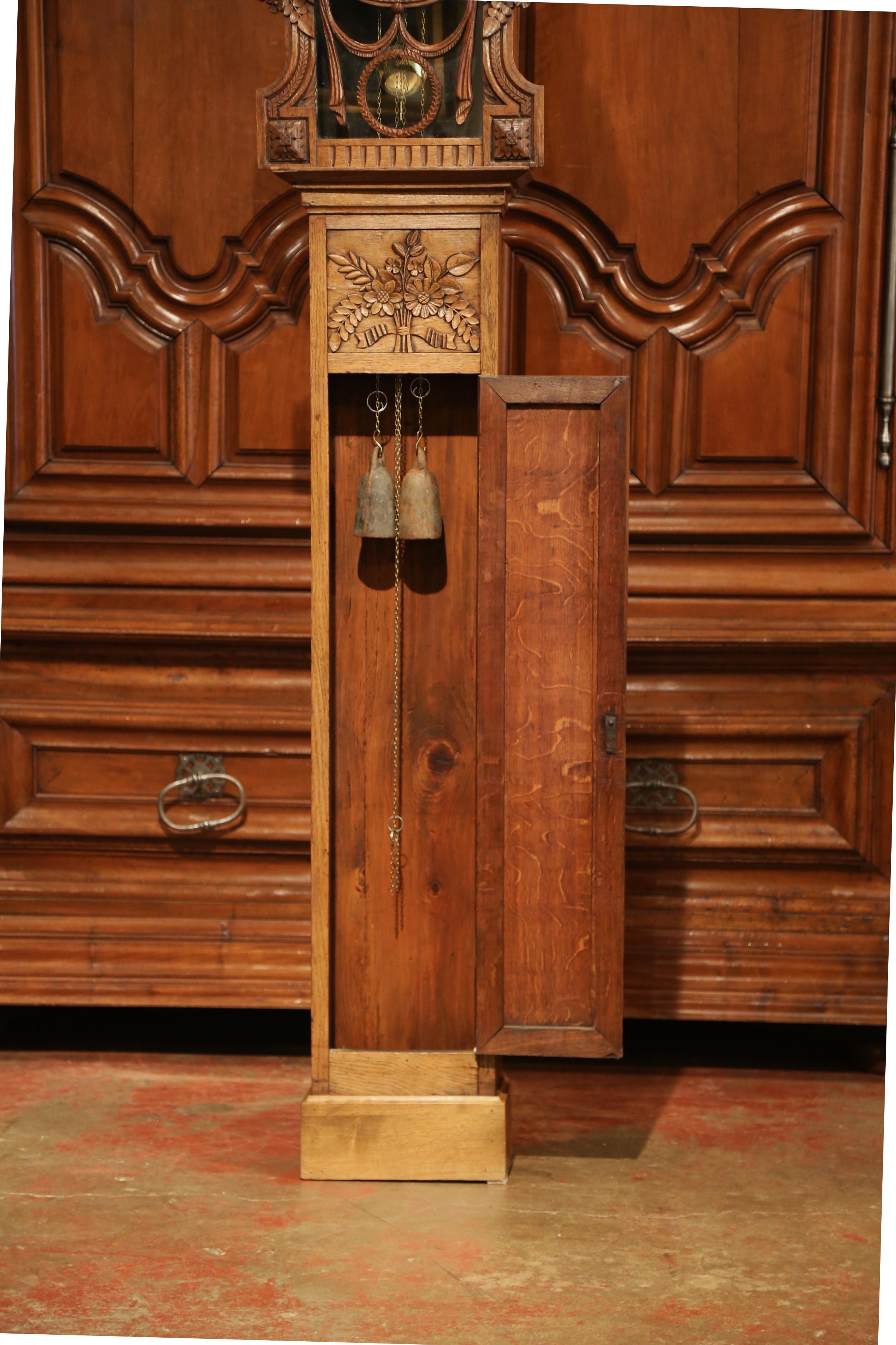 19th Century French Carved Oak Saint Nicholas Grandfather Clock from Normandy 2