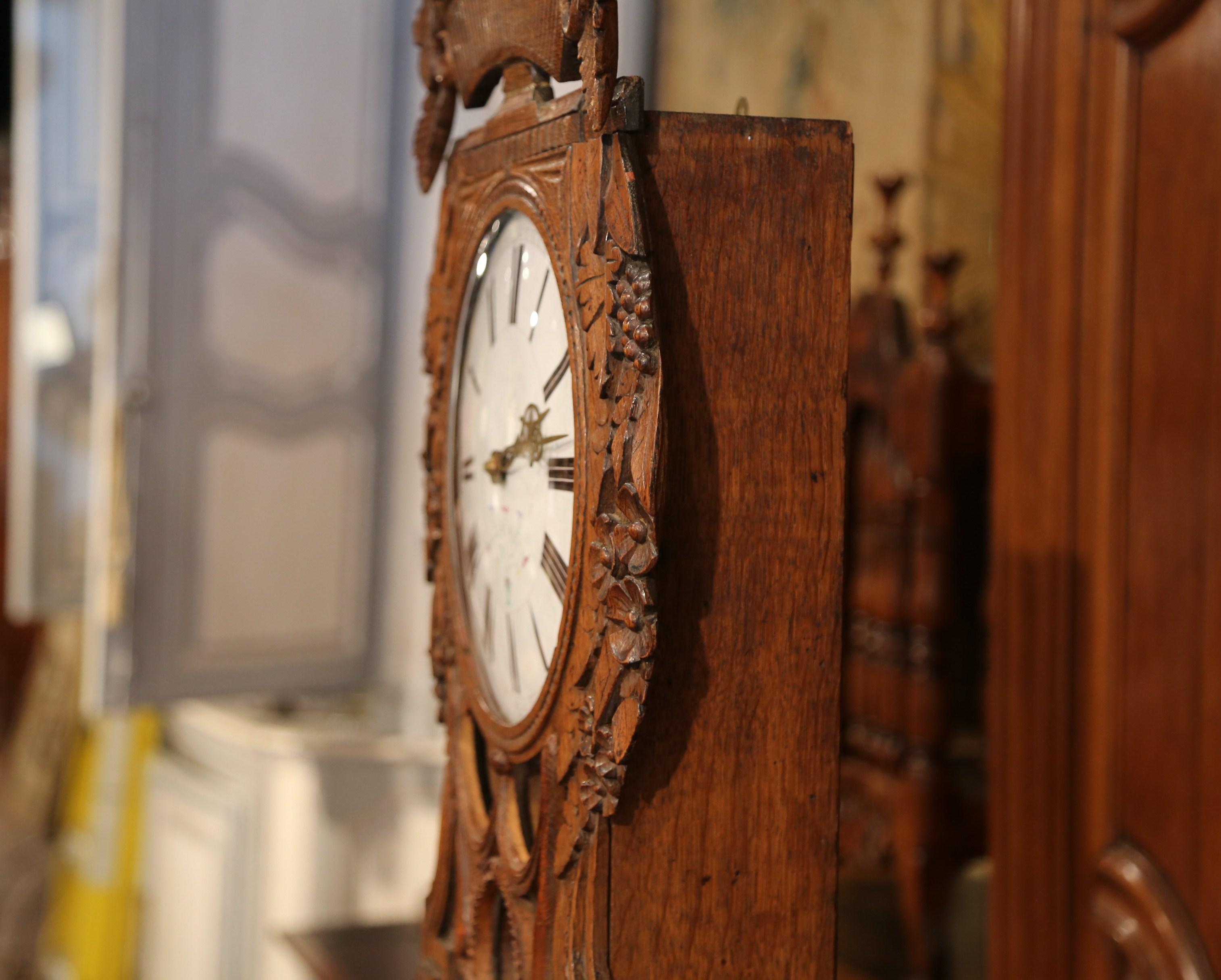 19th Century French Carved Oak Saint Nicholas Grandfather Clock from Normandy 3