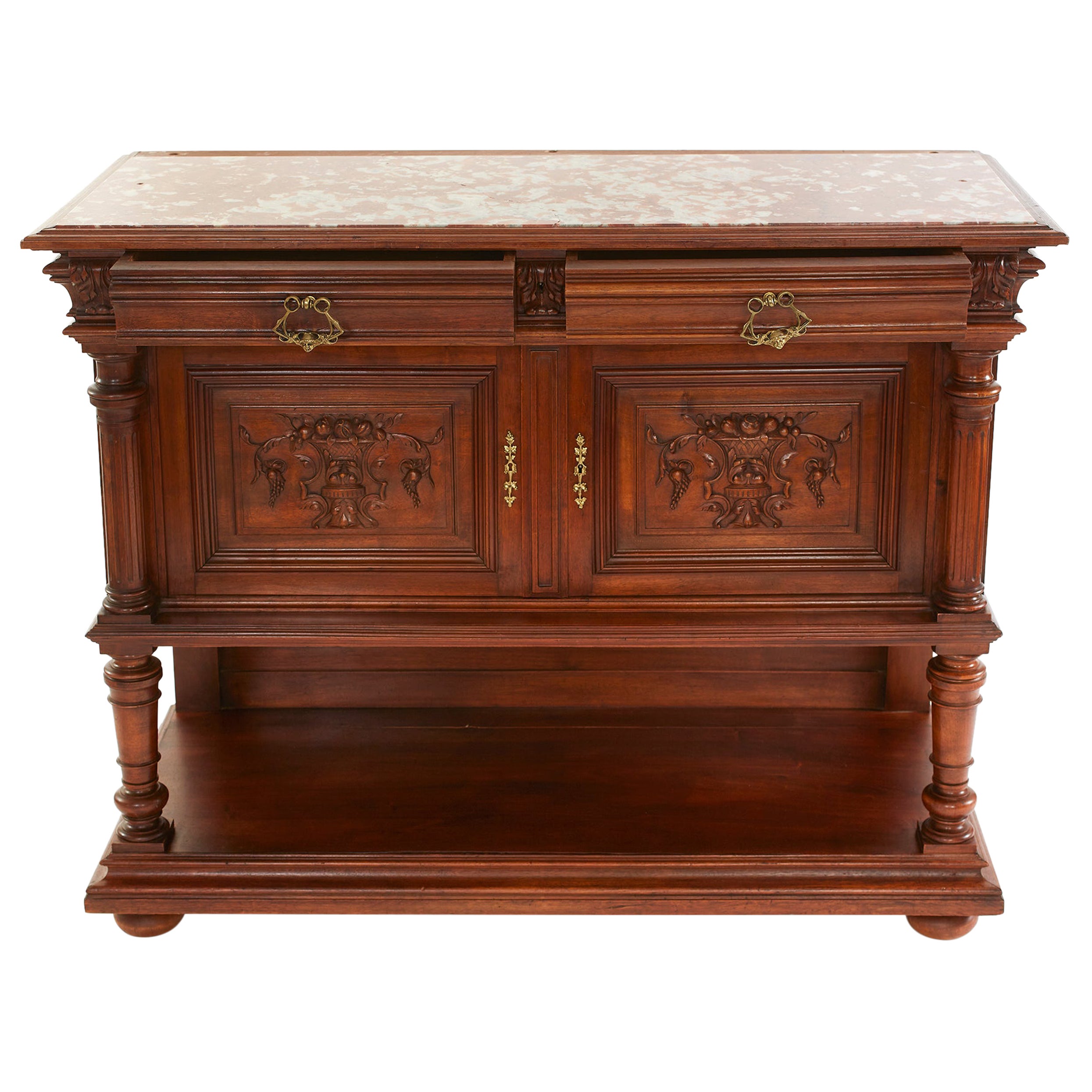 Credenza server in Oak intagliata francese del XIX secolo