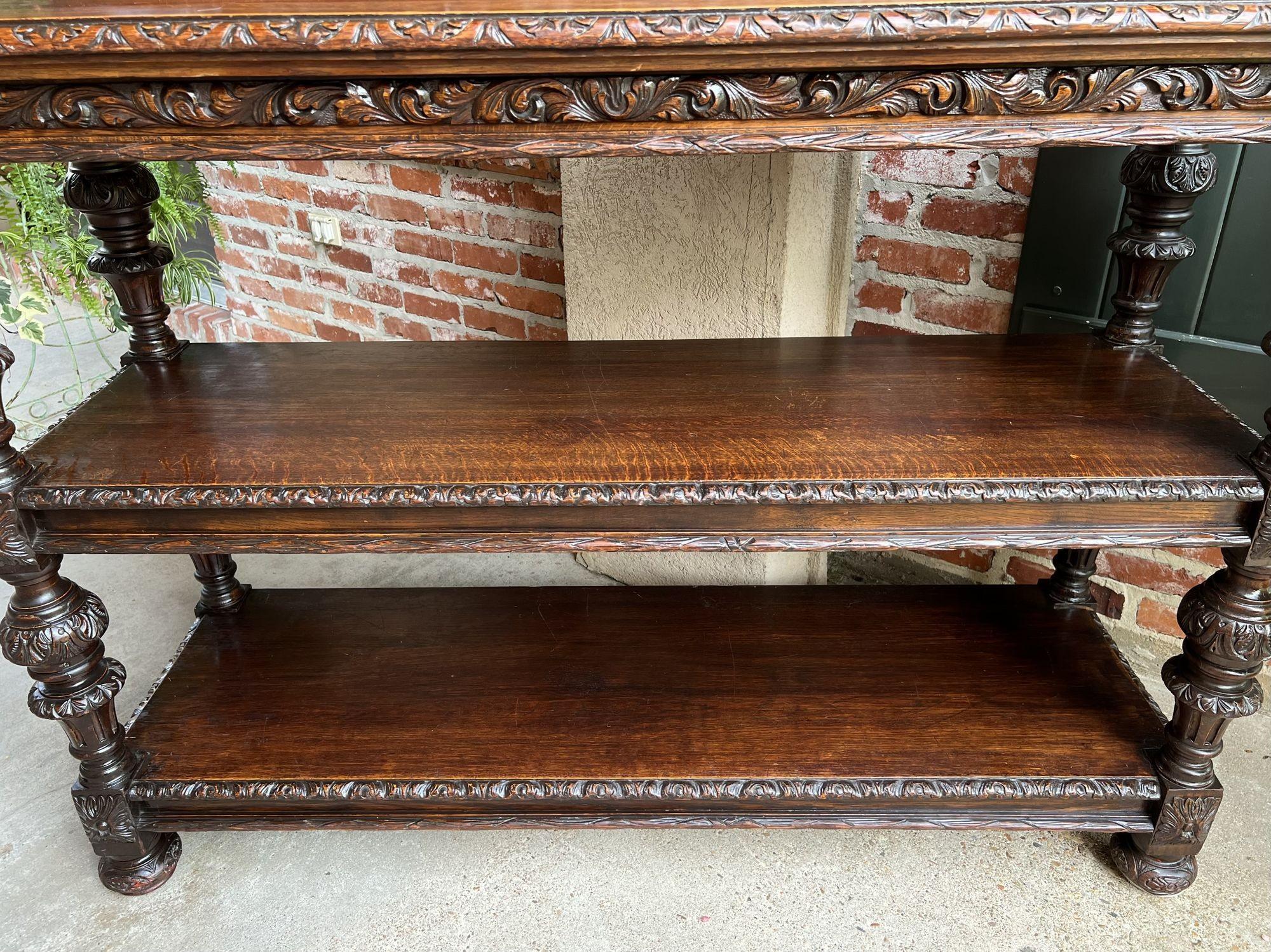 19th Century French Carved Oak Sideboard Server Table Renaissance Bar Shelf 5
