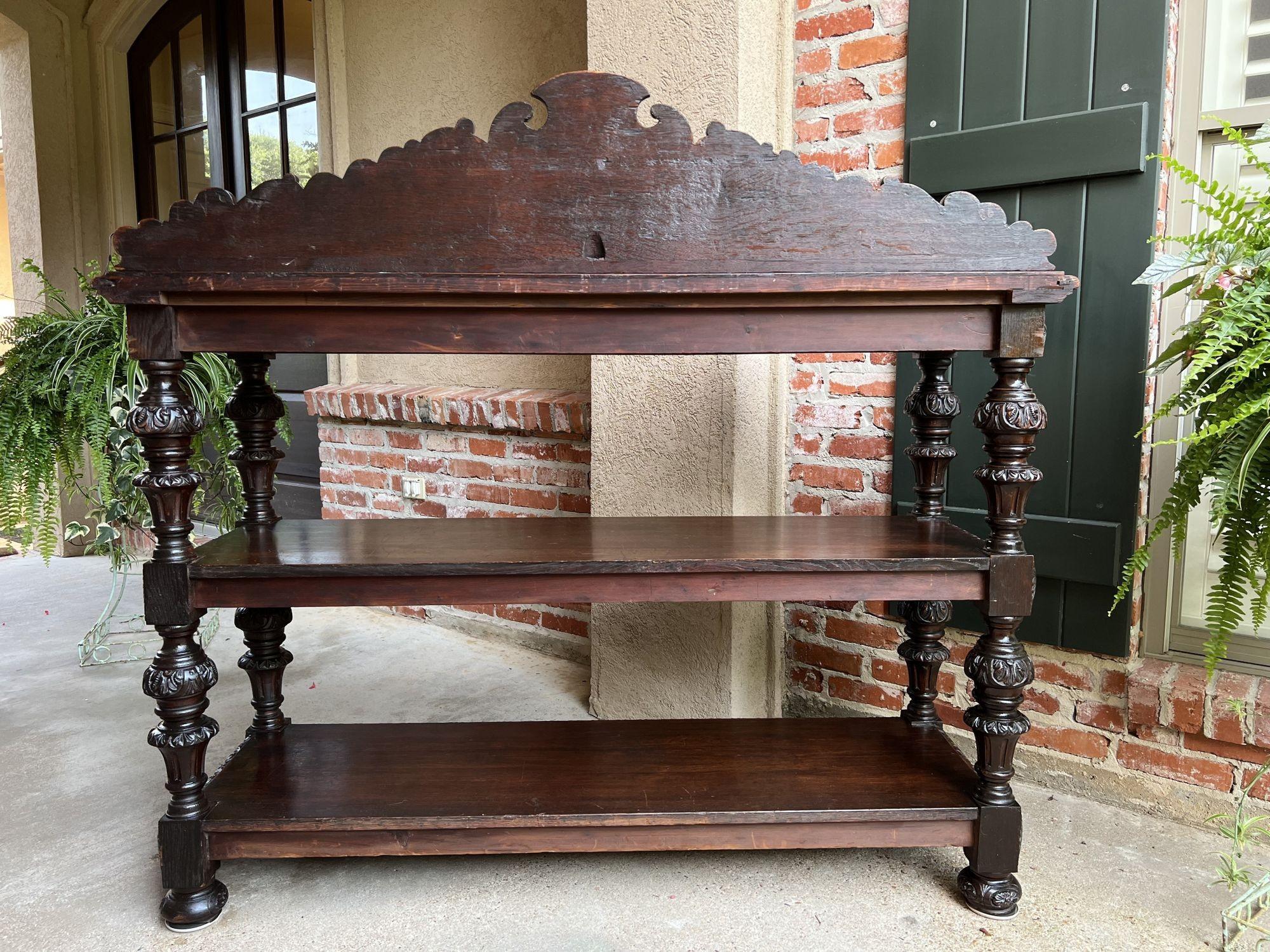 19th Century French Carved Oak Sideboard Server Table Renaissance Bar Shelf 7
