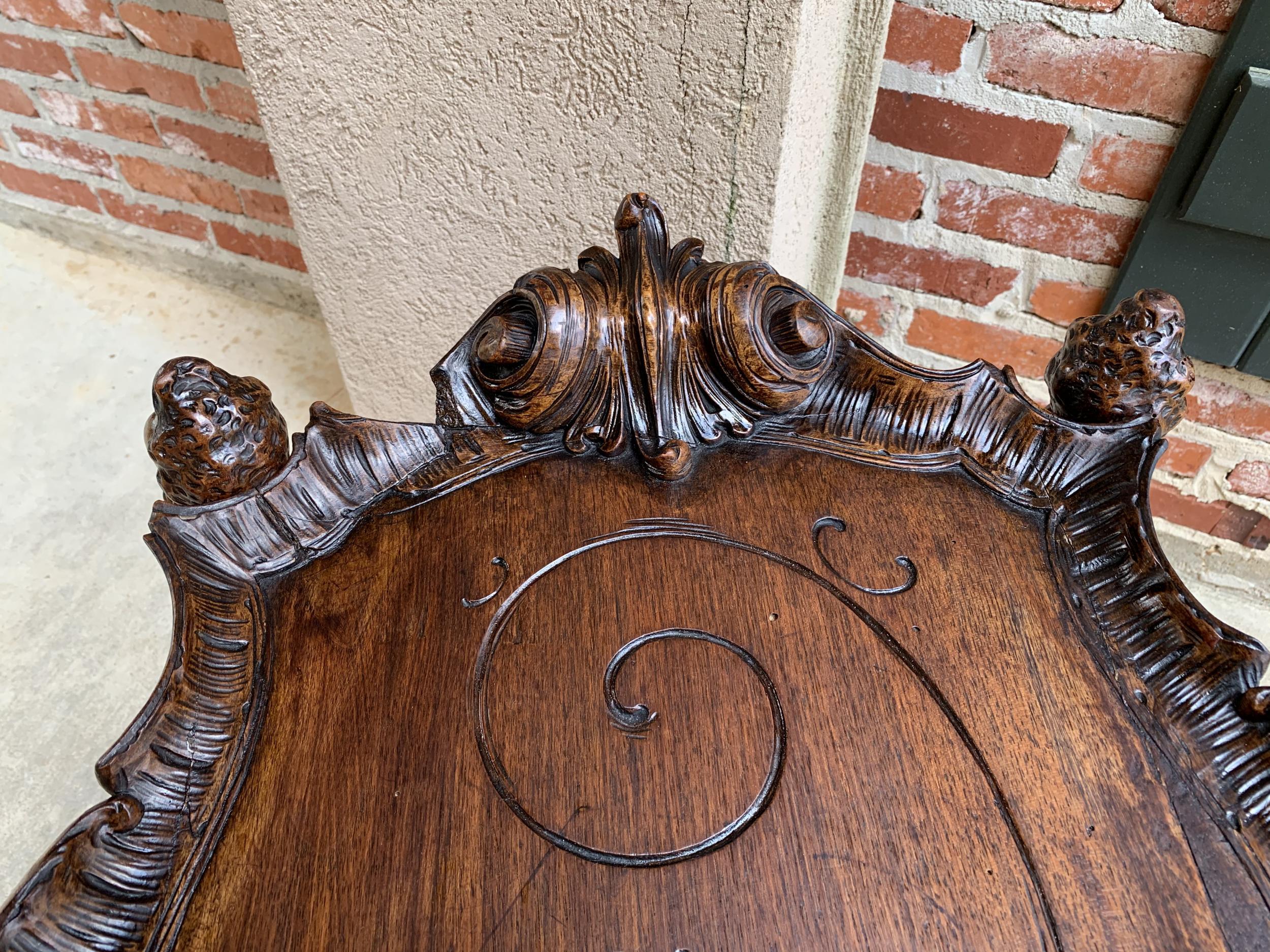 19th century French Carved Oak Sofa Dessert Table Serving Tray Louis XV Cherub For Sale 8